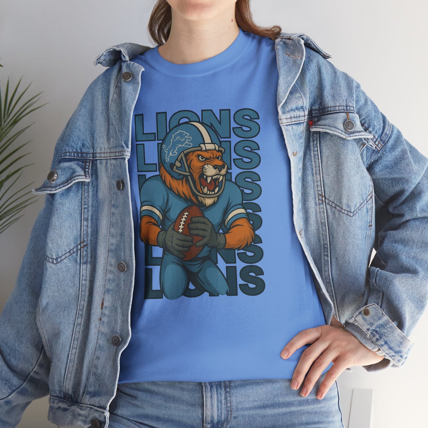 Lions Football Unisex Heavy Cotton Tee - Bold Graphic Tee for Fans