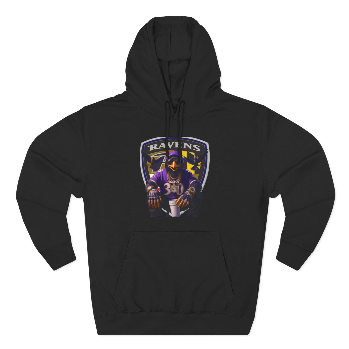 Ravens Three-Panel Fleece Hoodie