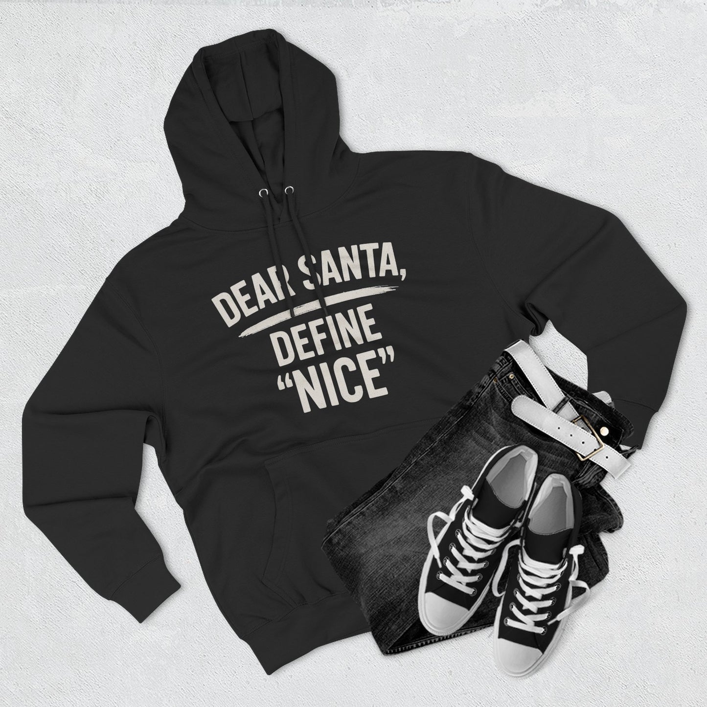 Holiday Humor Fleece Hoodie - 'Dear Santa, Define Nice