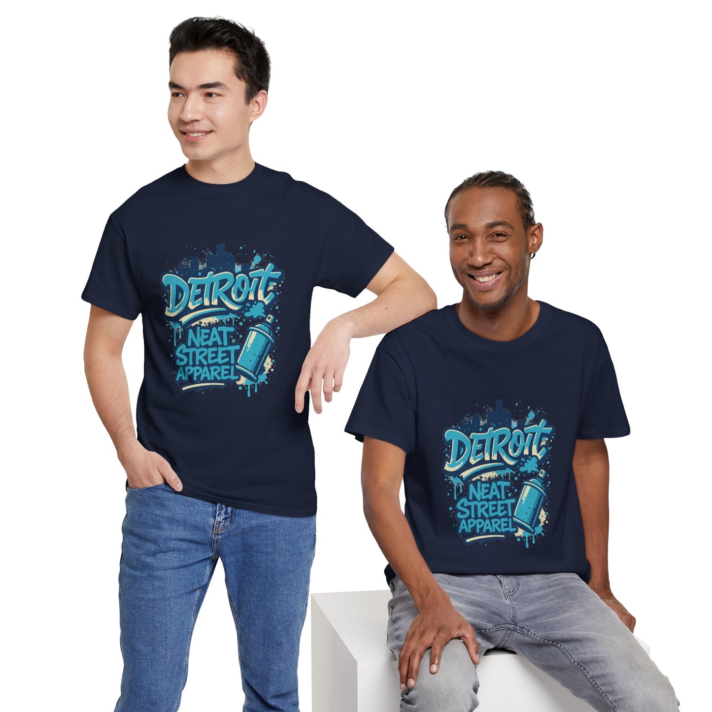 Detroit Street Art Unisex Heavy Cotton Tee - Urban Style Graphic T-Shirt