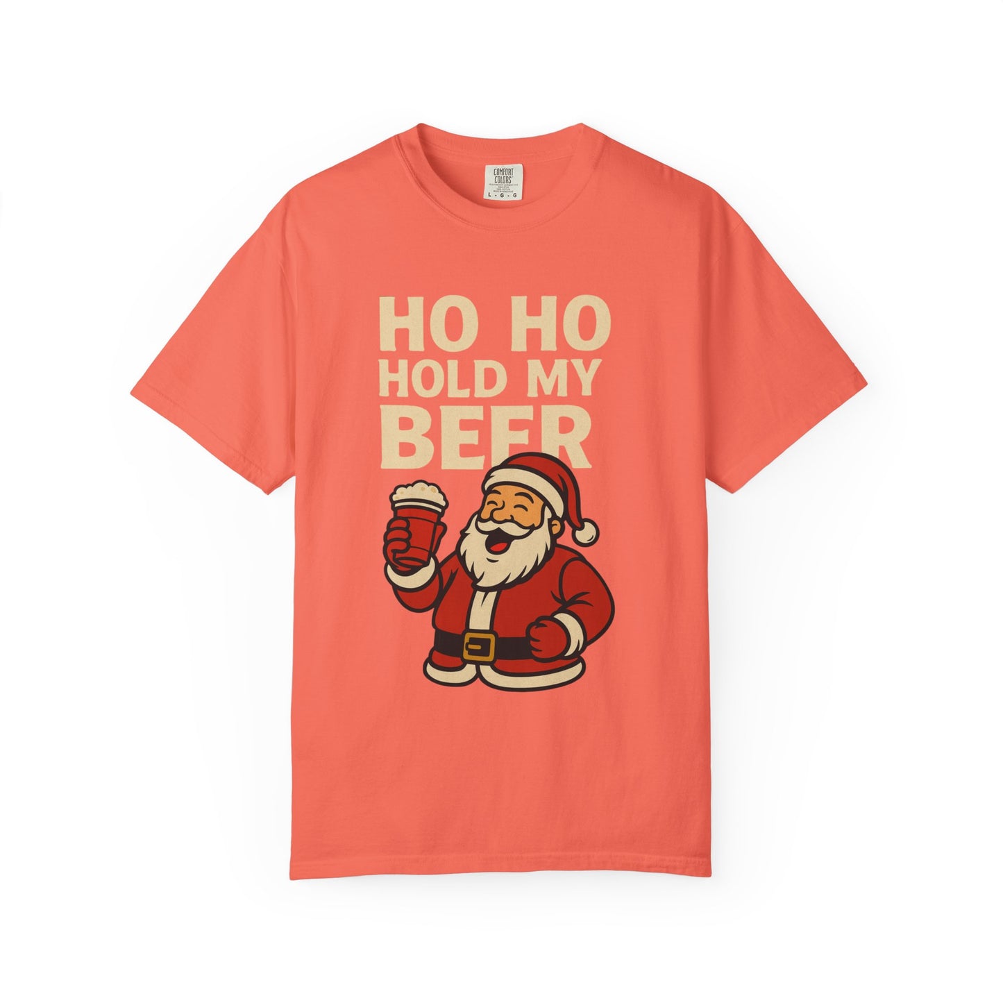 Funny Holiday T-Shirt with Santa: Ho Ho Hold my Beer