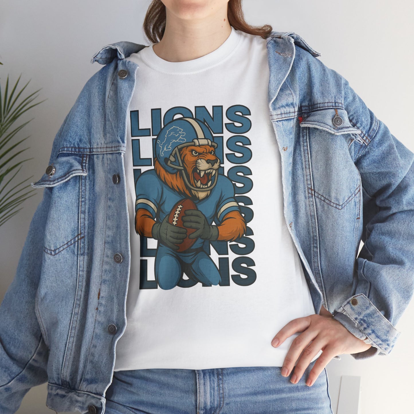 Lions Football Unisex Heavy Cotton Tee - Bold Graphic Tee for Fans