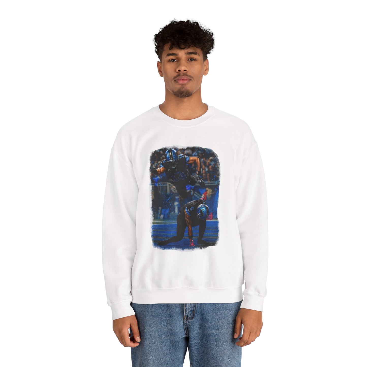Football Tackle Crewneck Sweatshirt — Vintage Game Action Graphic