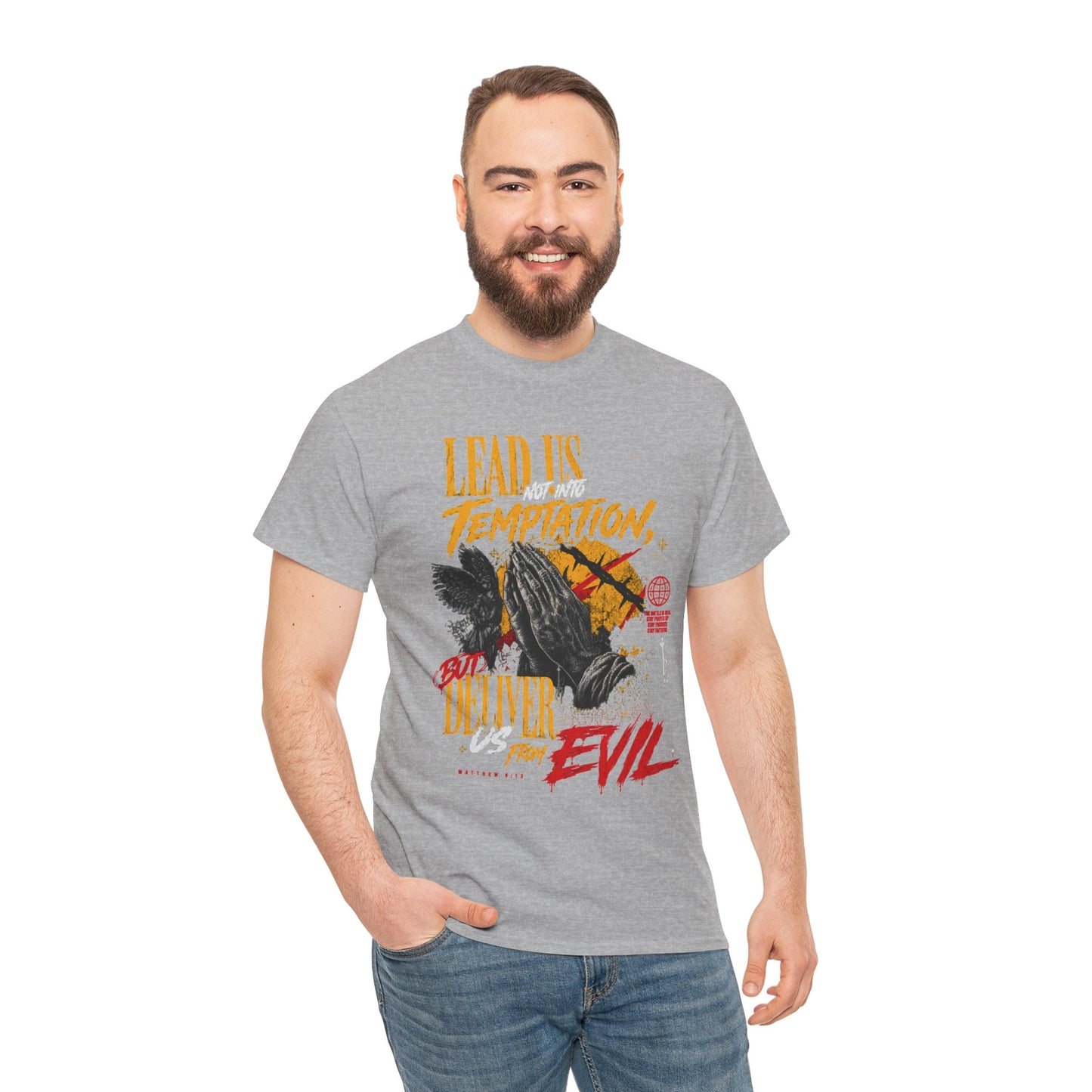 "Lead Us Not Into Temptation, Deliver Us From Evil" Graphic T-Shirt
