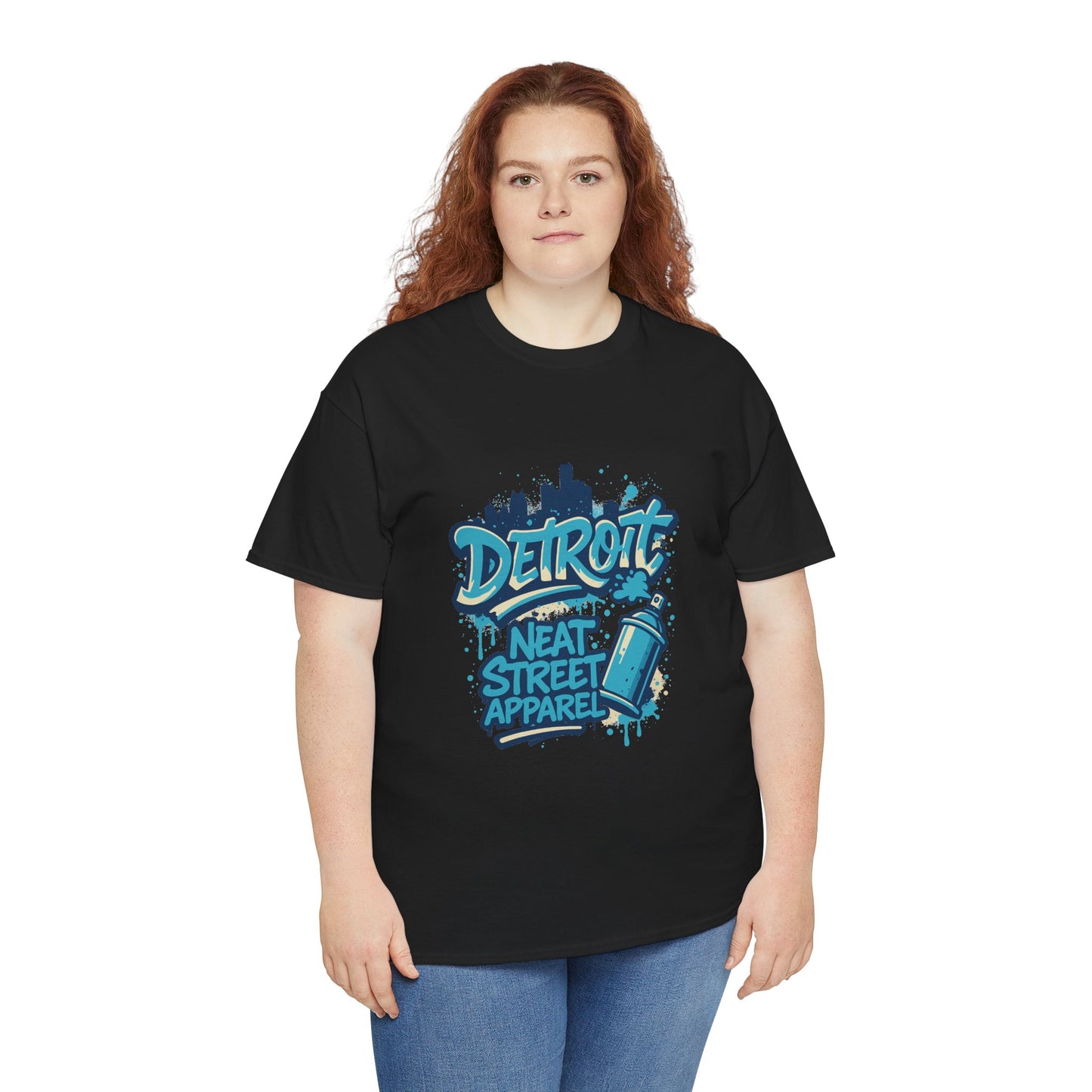 Detroit Street Art Unisex Heavy Cotton Tee - Urban Style Graphic T-Shirt