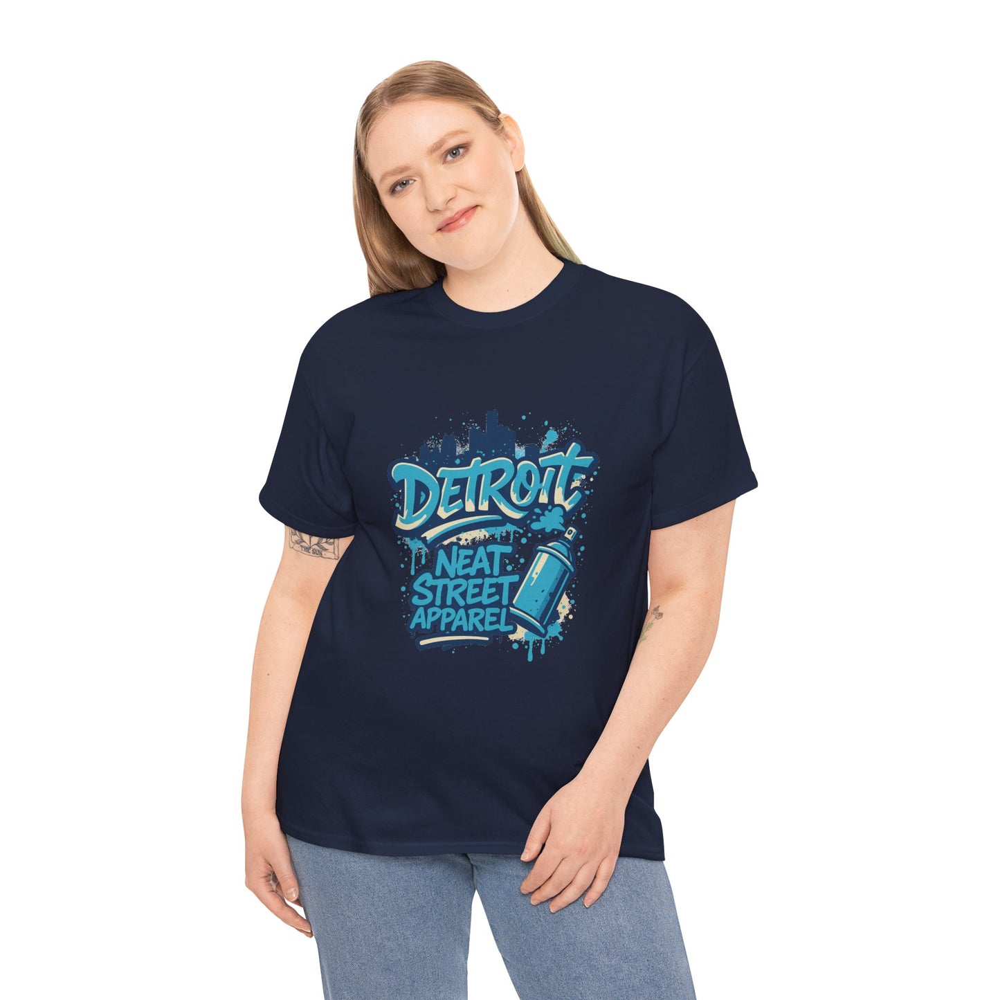 Detroit Street Art Unisex Heavy Cotton Tee - Urban Style Graphic T-Shirt
