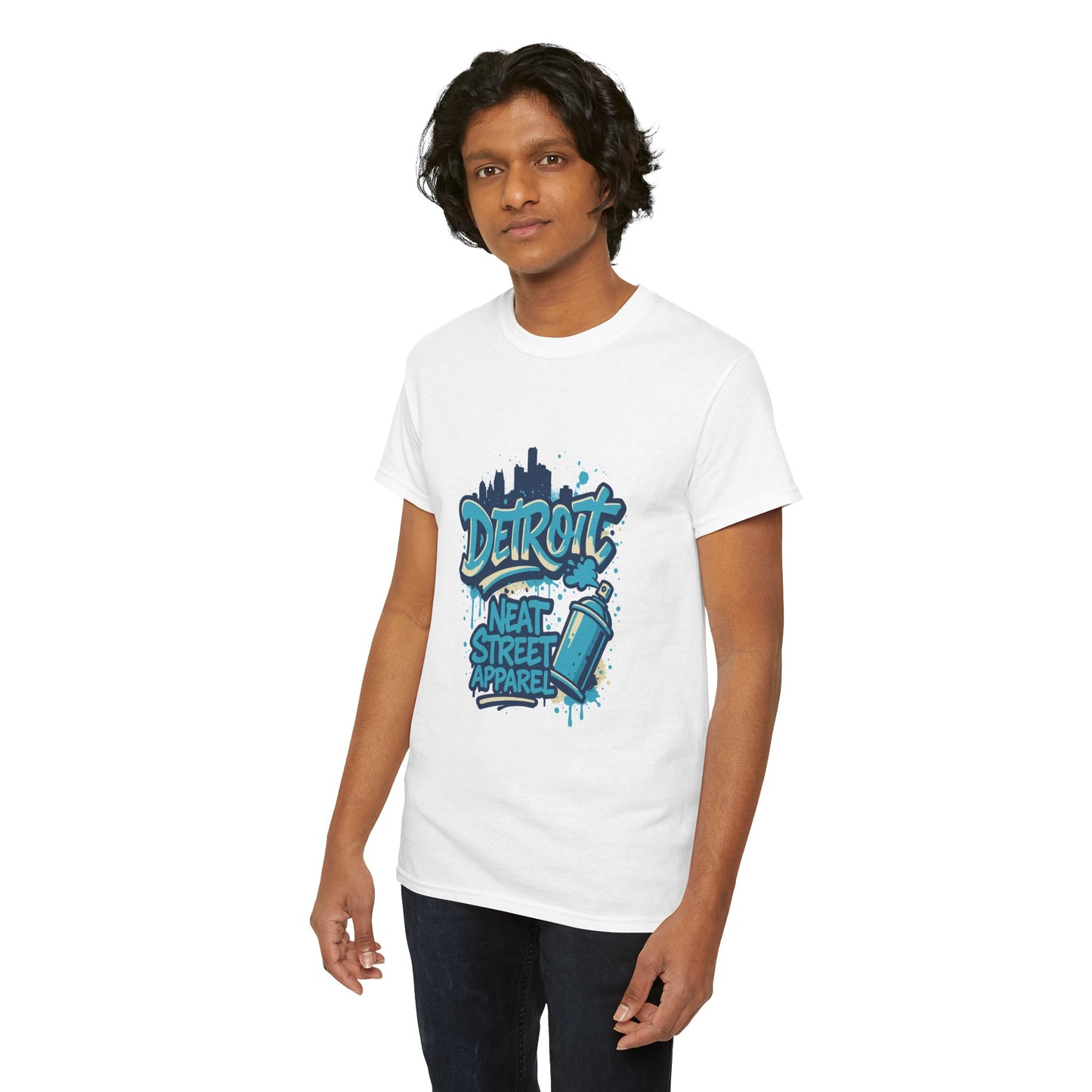 Detroit Street Art Unisex Heavy Cotton Tee - Urban Style Graphic T-Shirt