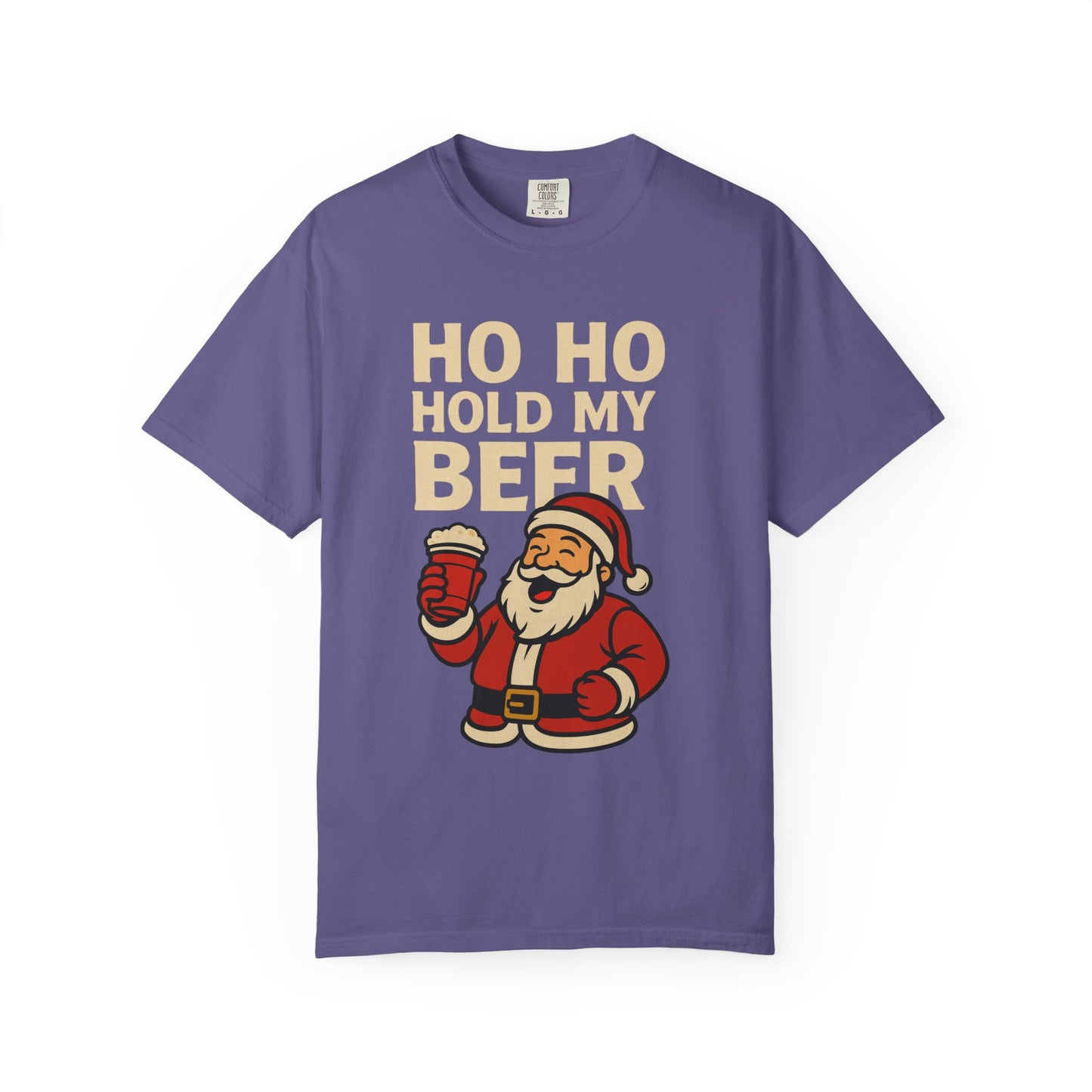 Funny Holiday T-Shirt with Santa: Ho Ho Hold my Beer