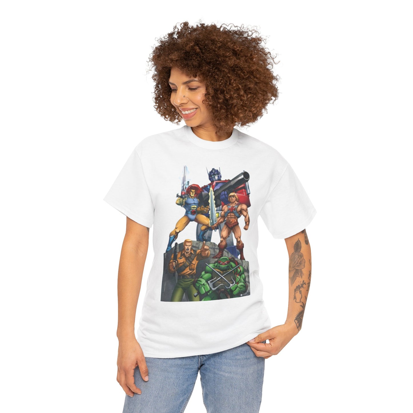 Vintage 80s Action Heroes Unisex Heavy Cotton Tee