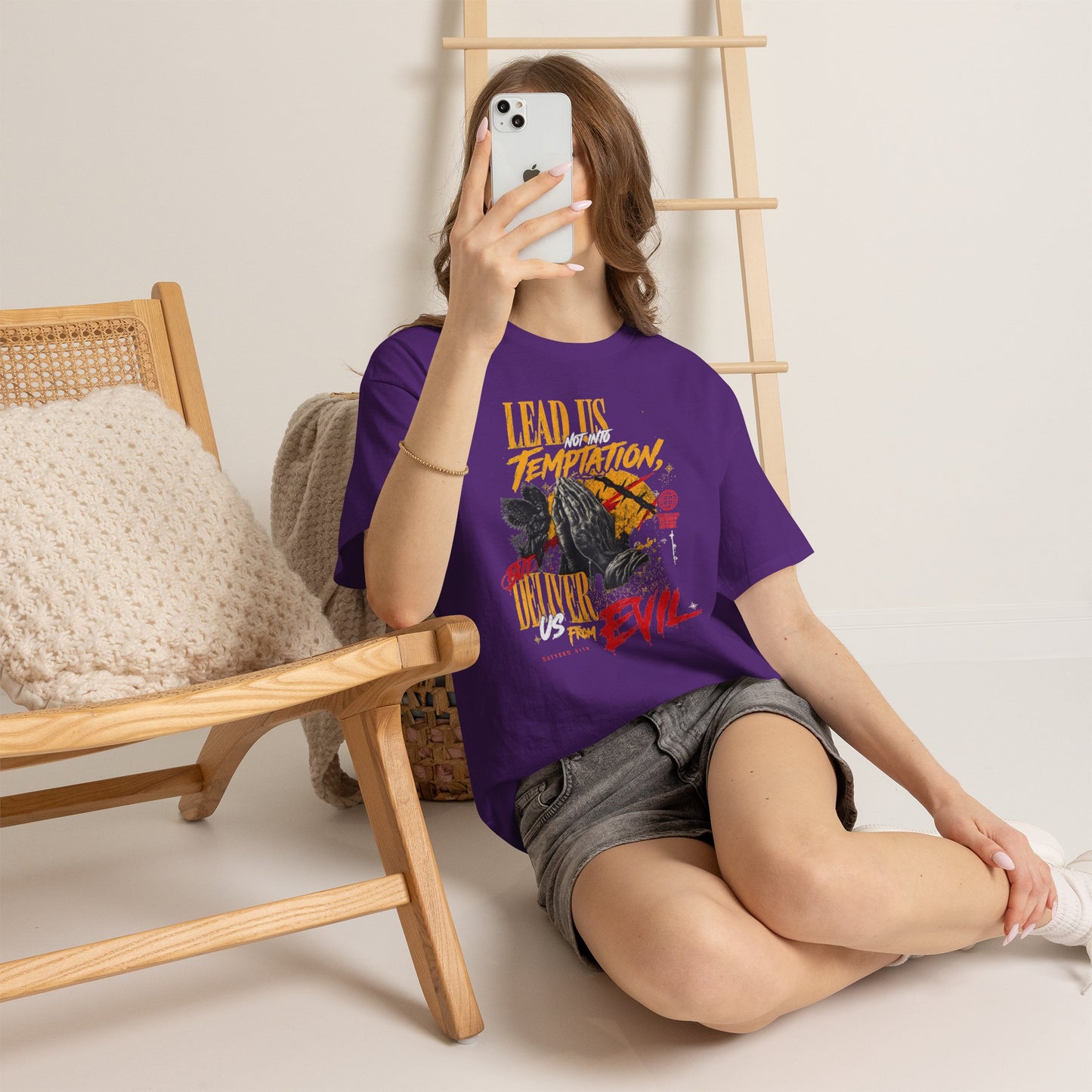 "Lead Us Not Into Temptation, Deliver Us From Evil" Graphic T-Shirt