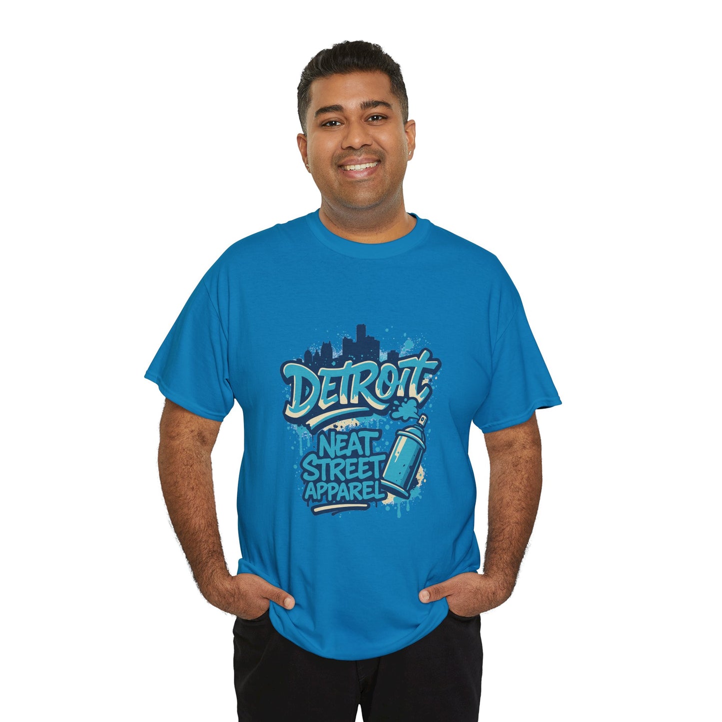 Detroit Street Art Unisex Heavy Cotton Tee - Urban Style Graphic T-Shirt