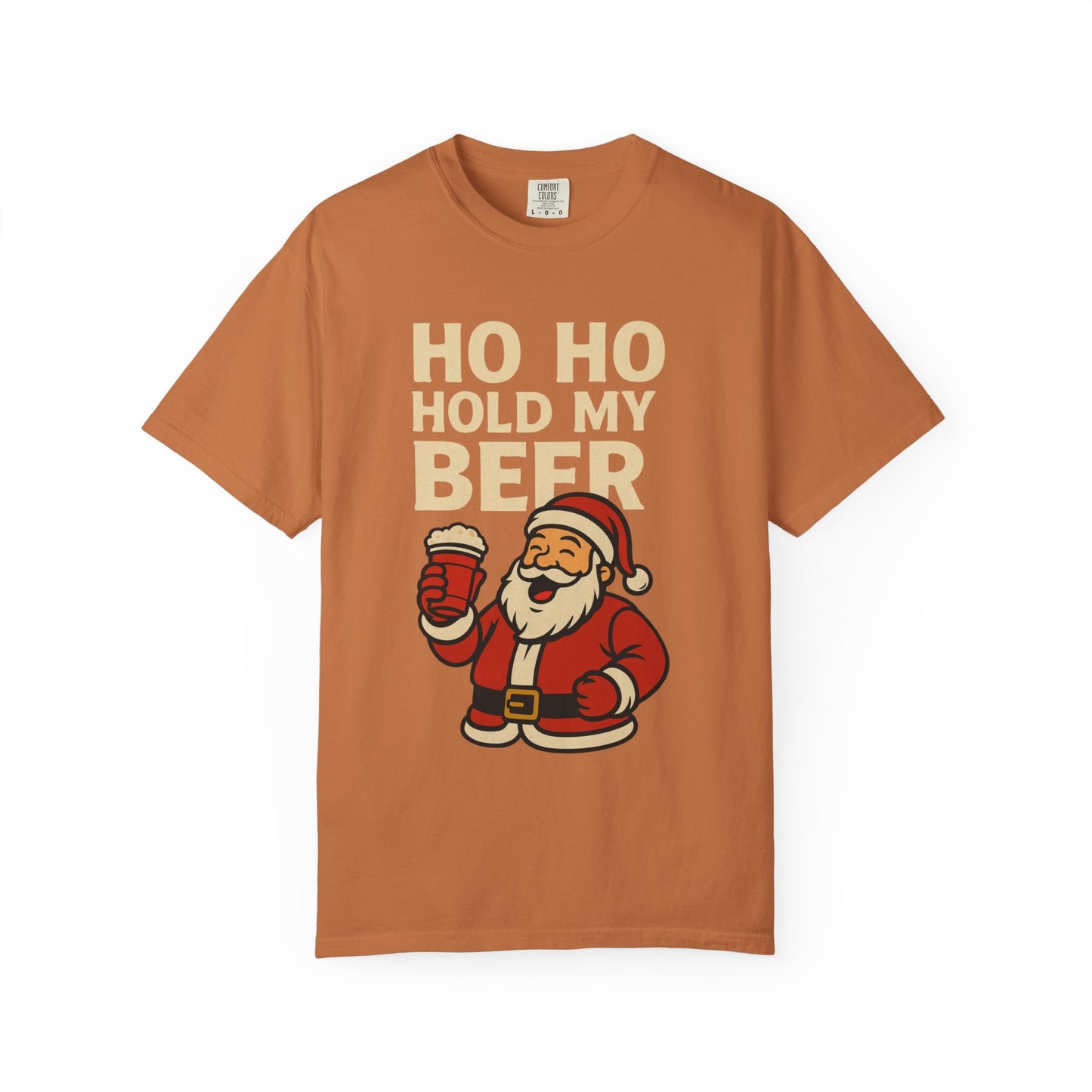 Funny Holiday T-Shirt with Santa: Ho Ho Hold my Beer