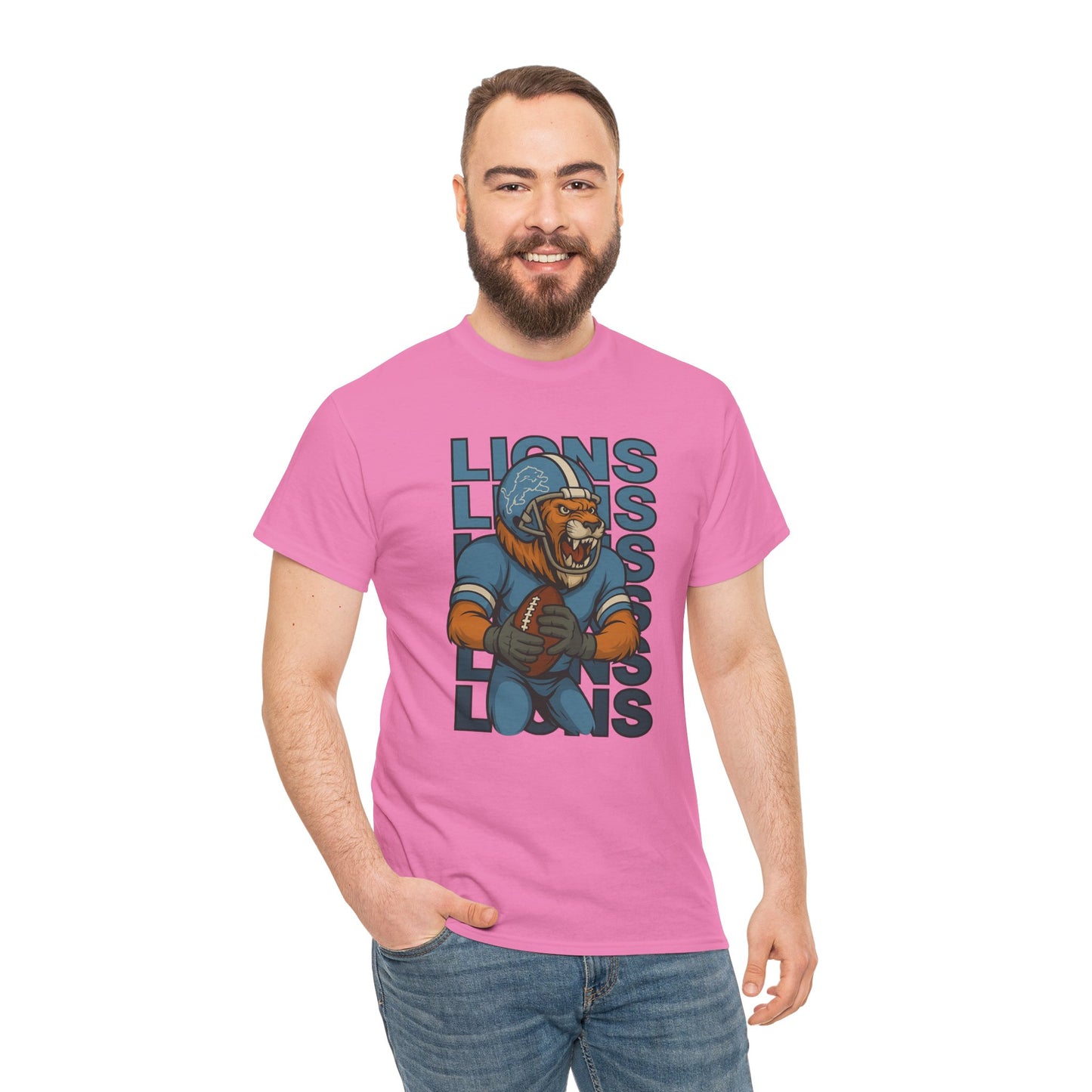 Lions Football Unisex Heavy Cotton Tee - Bold Graphic Tee for Fans