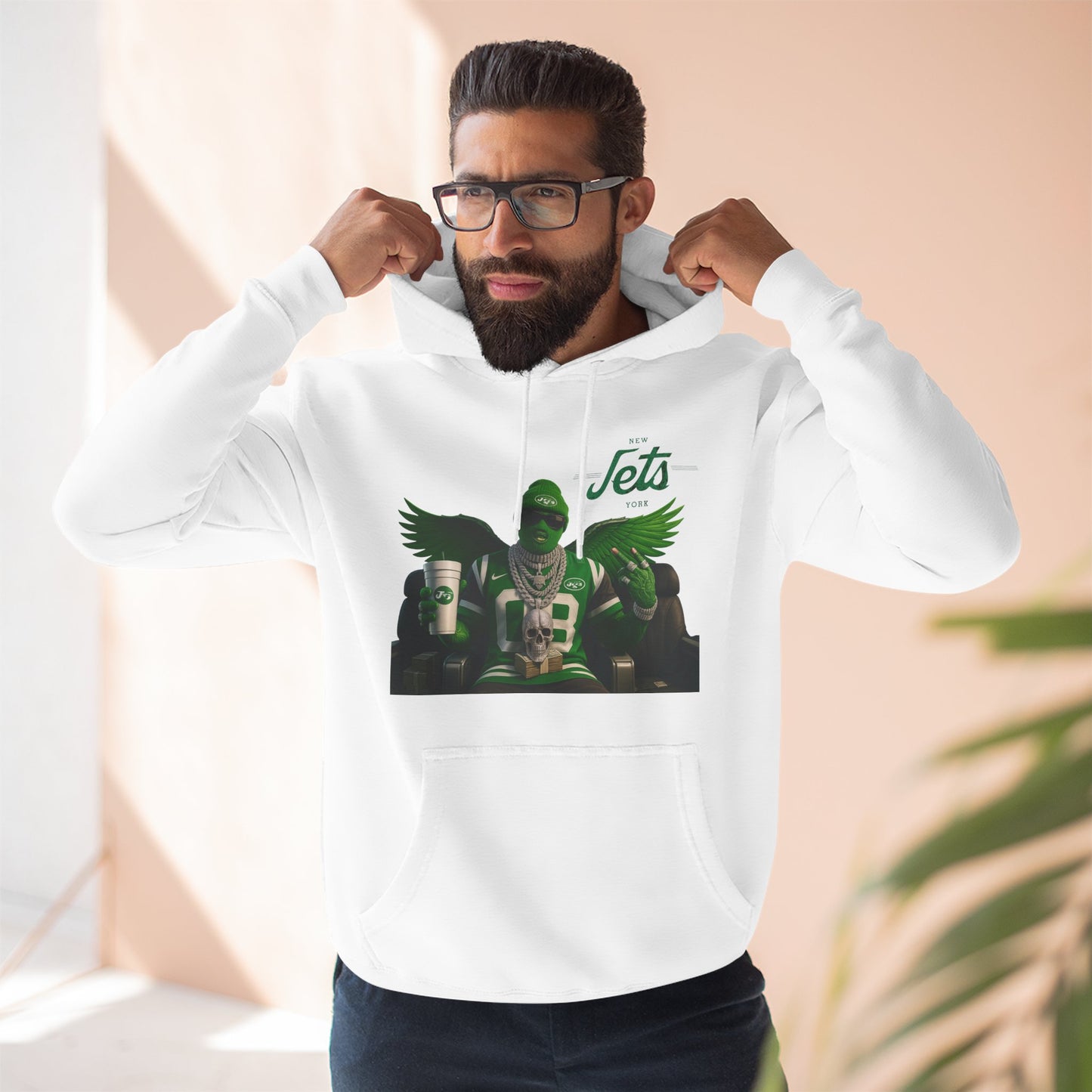 Jets Wings Hoodie — Green Football Fan Fleece Pullover