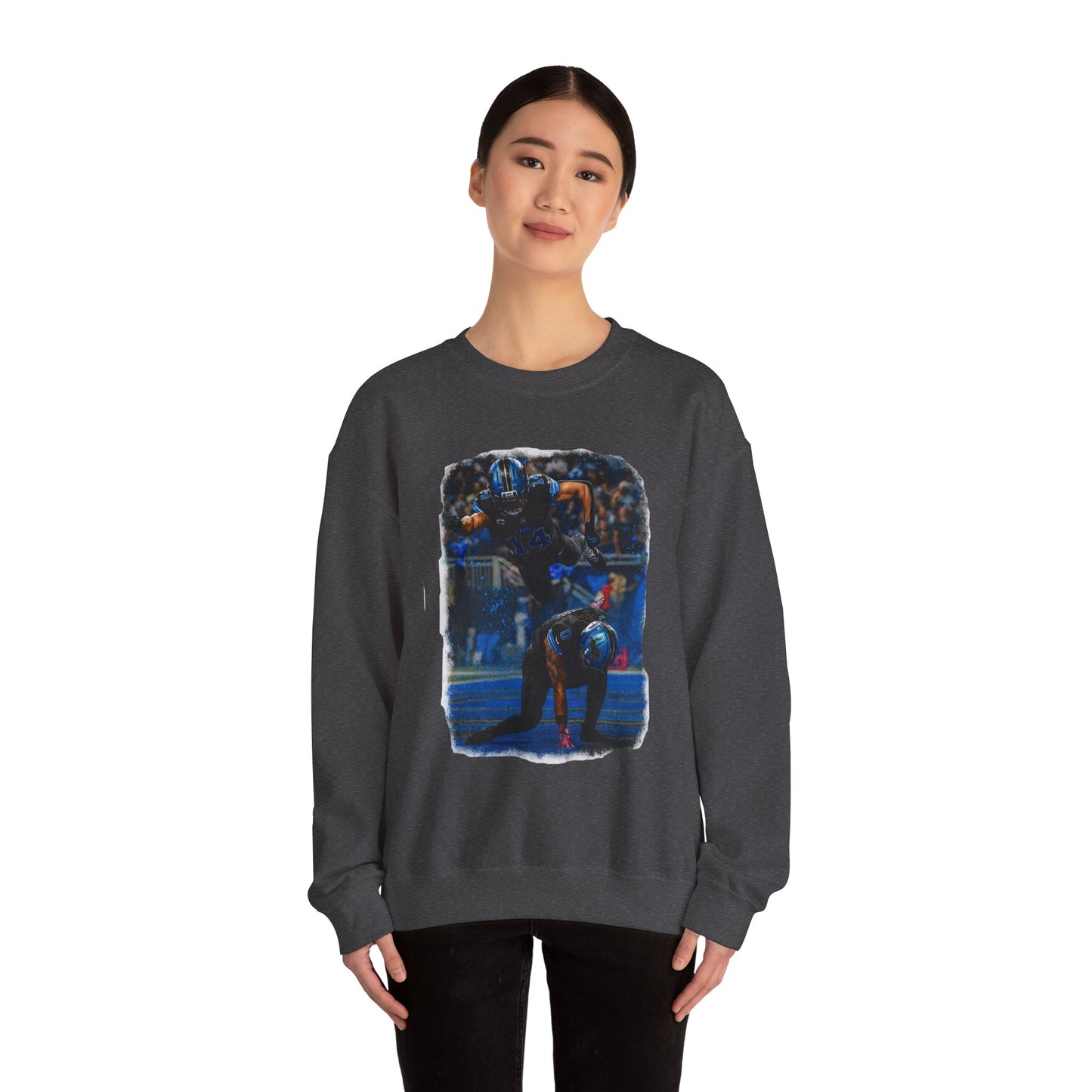Football Tackle Crewneck Sweatshirt — Vintage Game Action Graphic