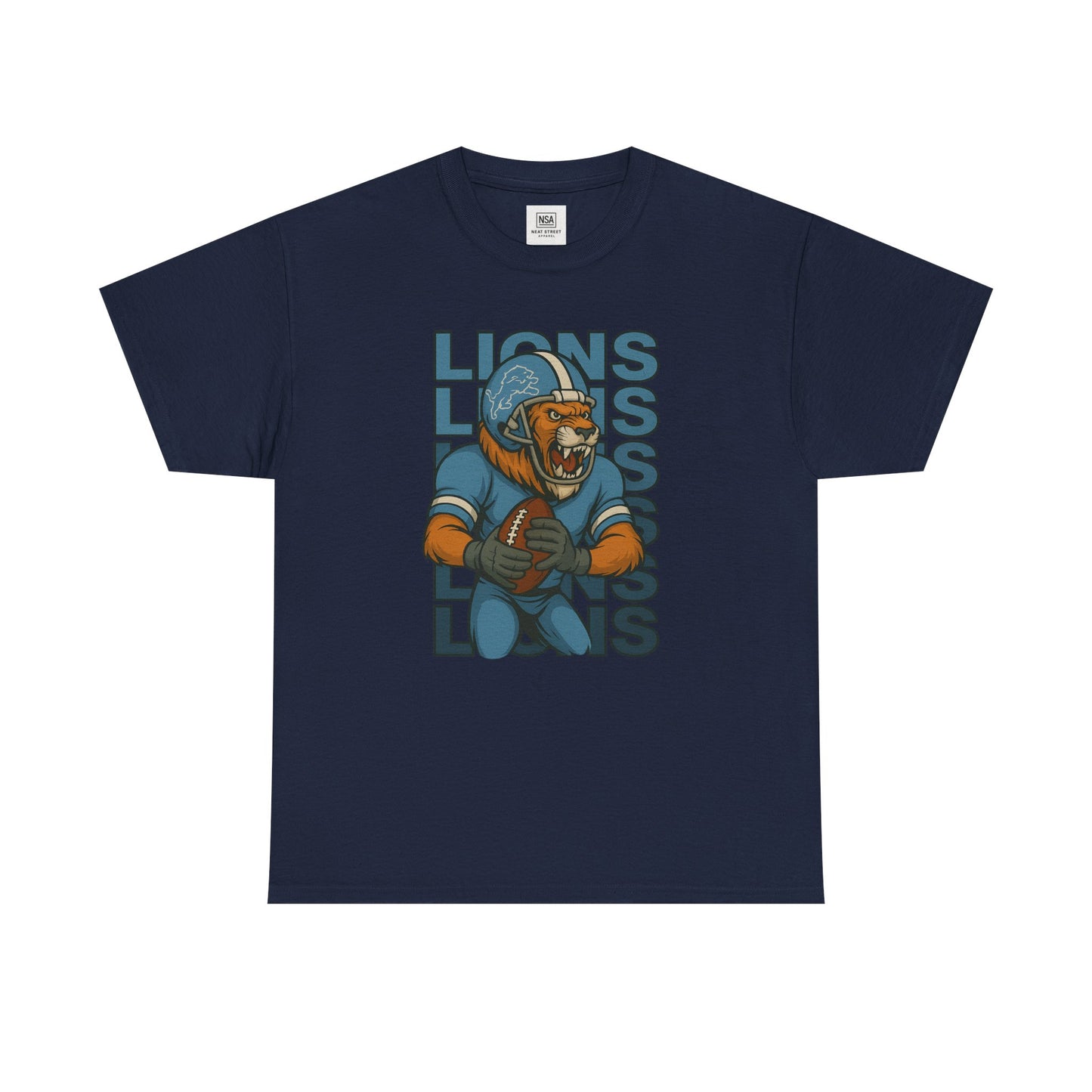 Lions Football Unisex Heavy Cotton Tee - Bold Graphic Tee for Fans