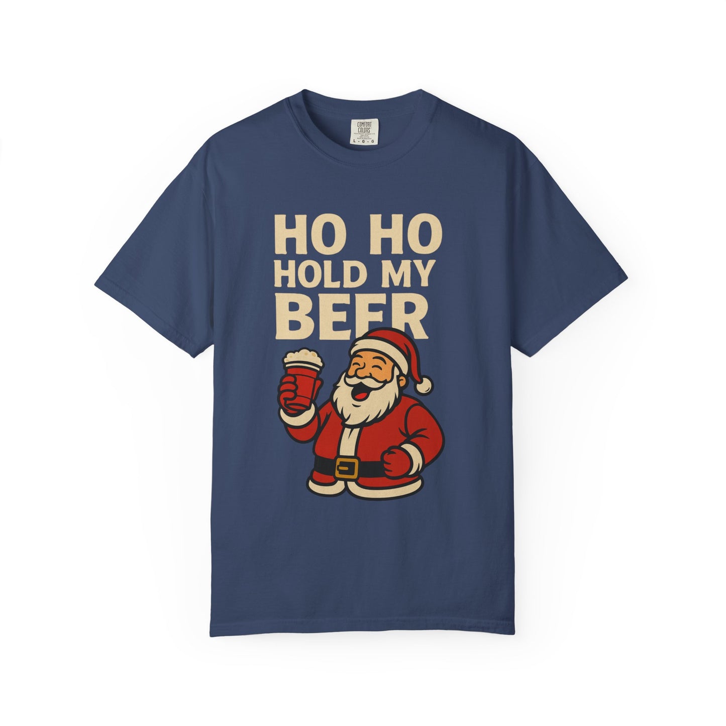 Funny Holiday T-Shirt with Santa: Ho Ho Hold my Beer