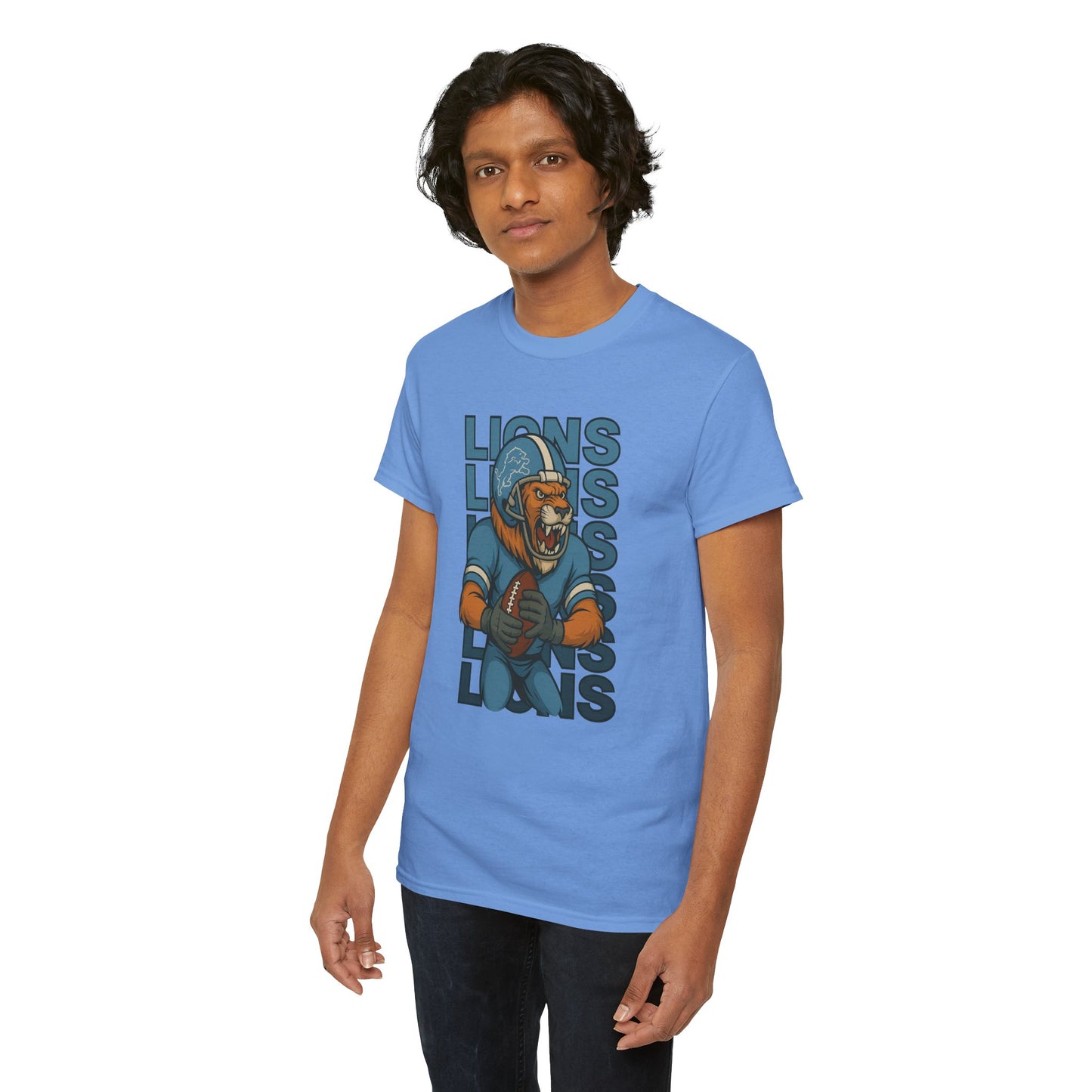 Lions Football Unisex Heavy Cotton Tee - Bold Graphic Tee for Fans