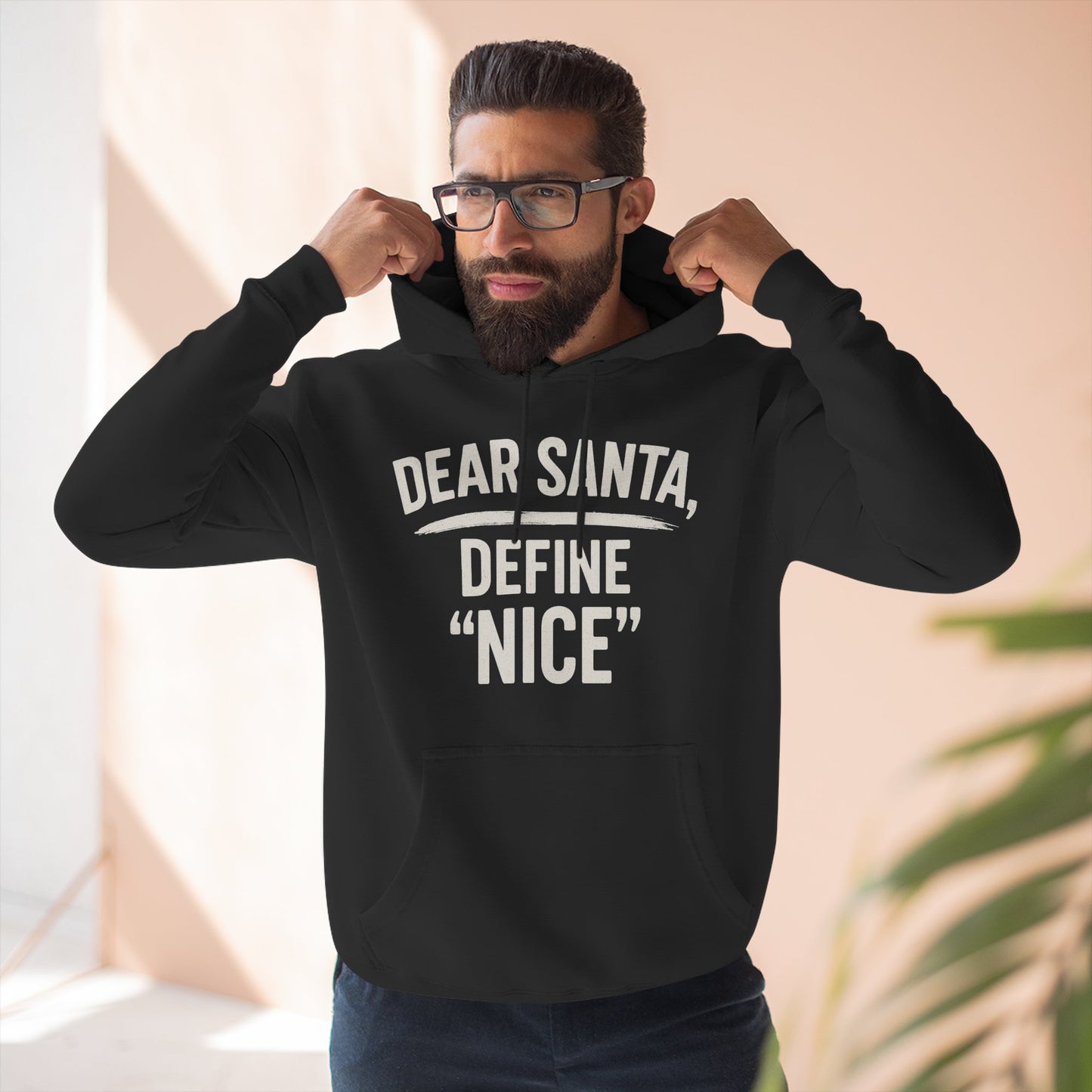 Holiday Humor Fleece Hoodie - 'Dear Santa, Define Nice