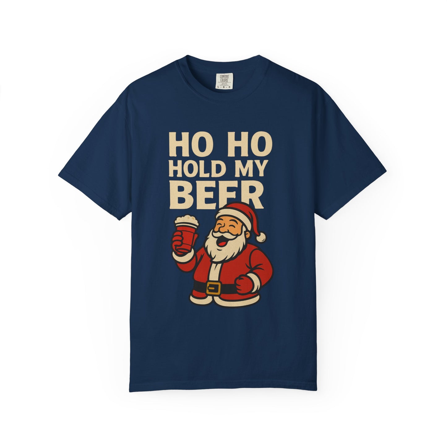 Funny Holiday T-Shirt with Santa: Ho Ho Hold my Beer