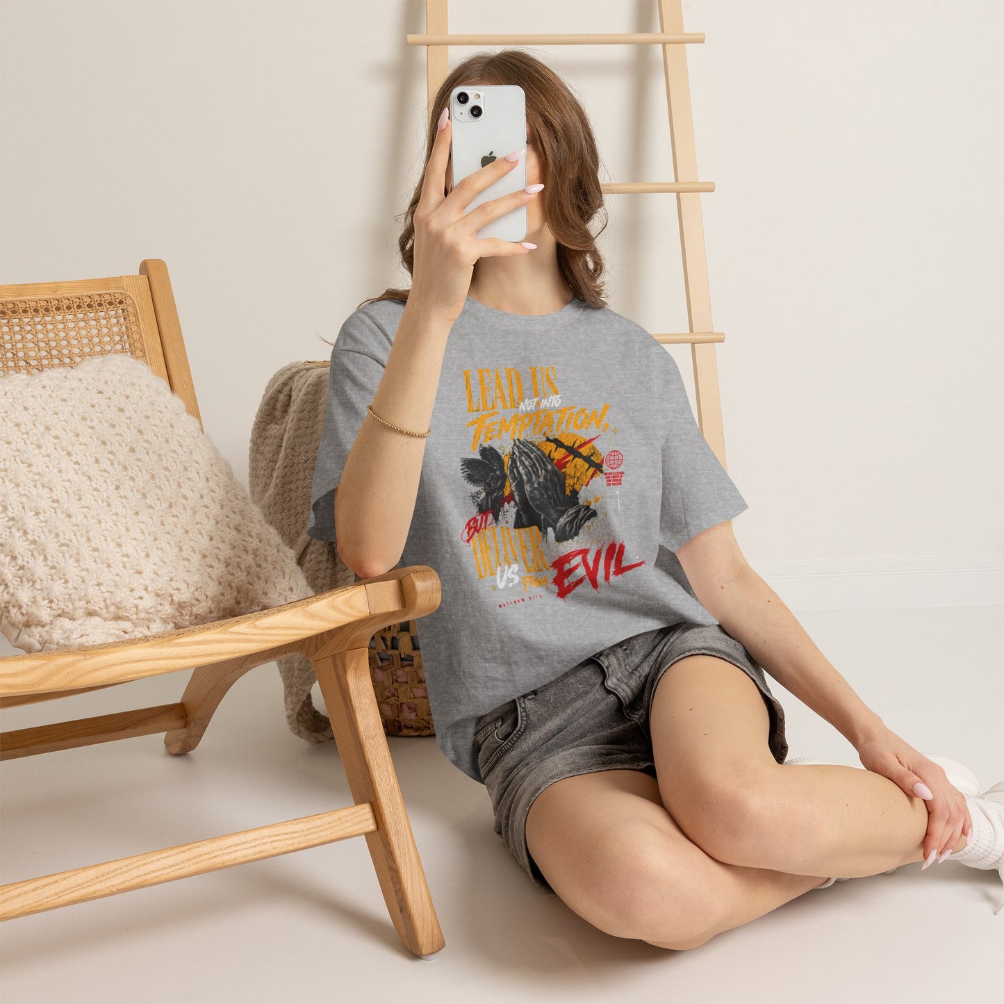 "Lead Us Not Into Temptation, Deliver Us From Evil" Graphic T-Shirt