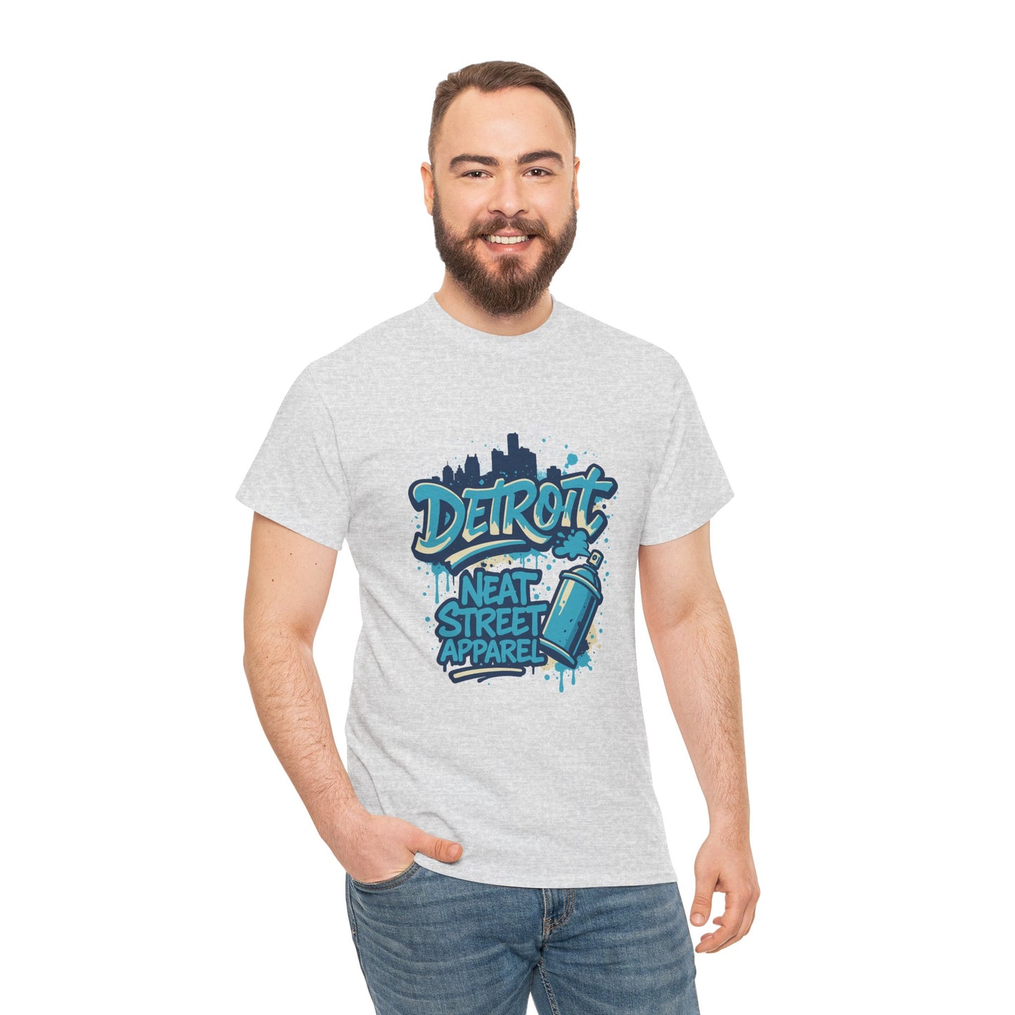 Detroit Street Art Unisex Heavy Cotton Tee - Urban Style Graphic T-Shirt