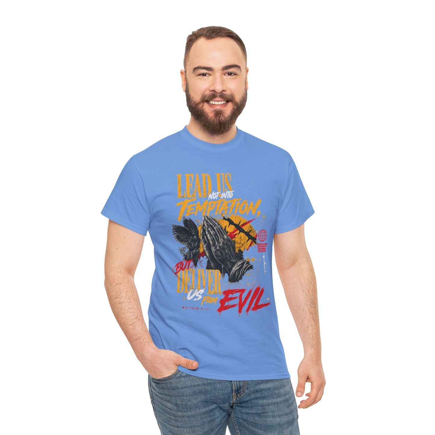 "Lead Us Not Into Temptation, Deliver Us From Evil" Graphic T-Shirt