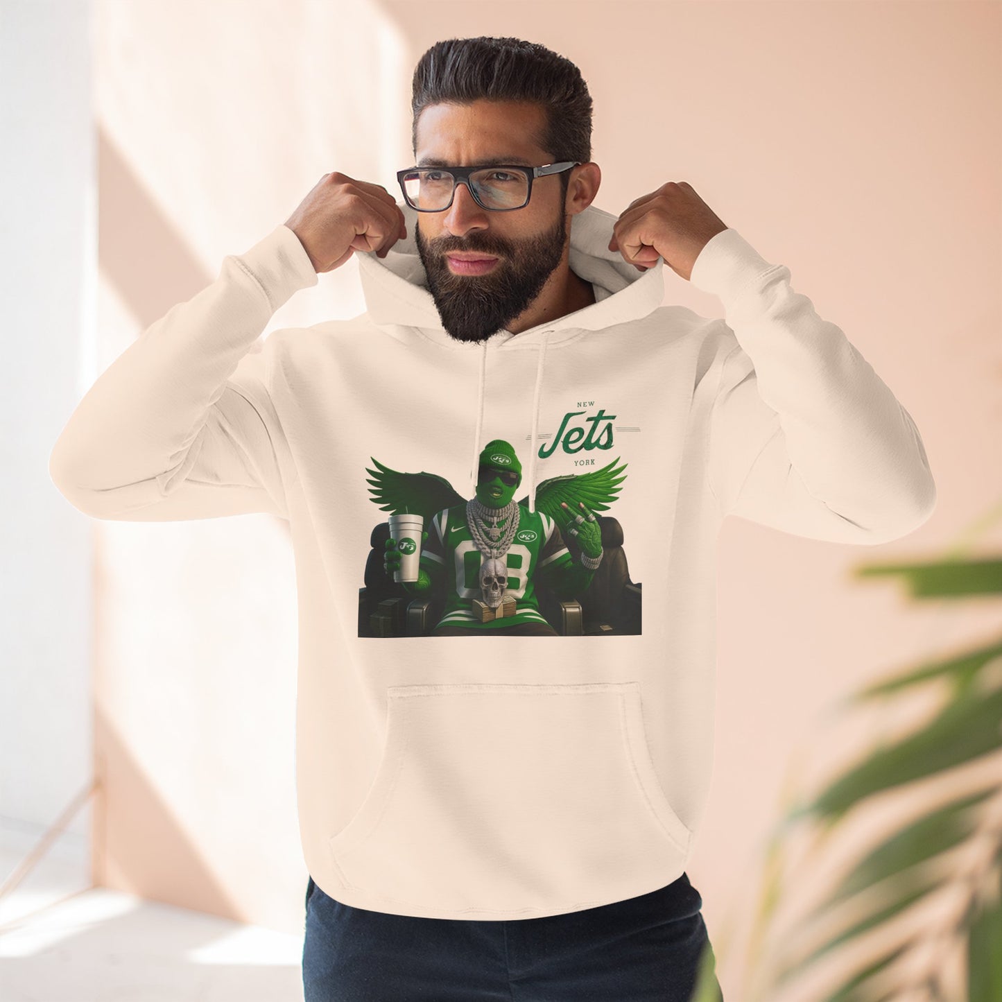 Jets Wings Hoodie — Green Football Fan Fleece Pullover