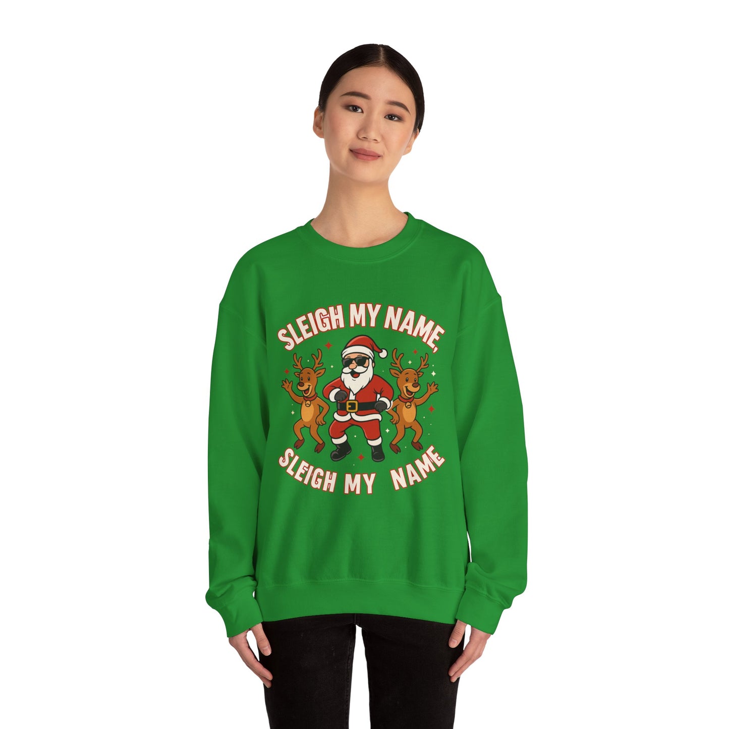 Santa Sleigh My Name Sweatshirt, Unisex Holiday Crewneck, Christmas Gift, Funny Sweatshirt, Cozy Winter Apparel
