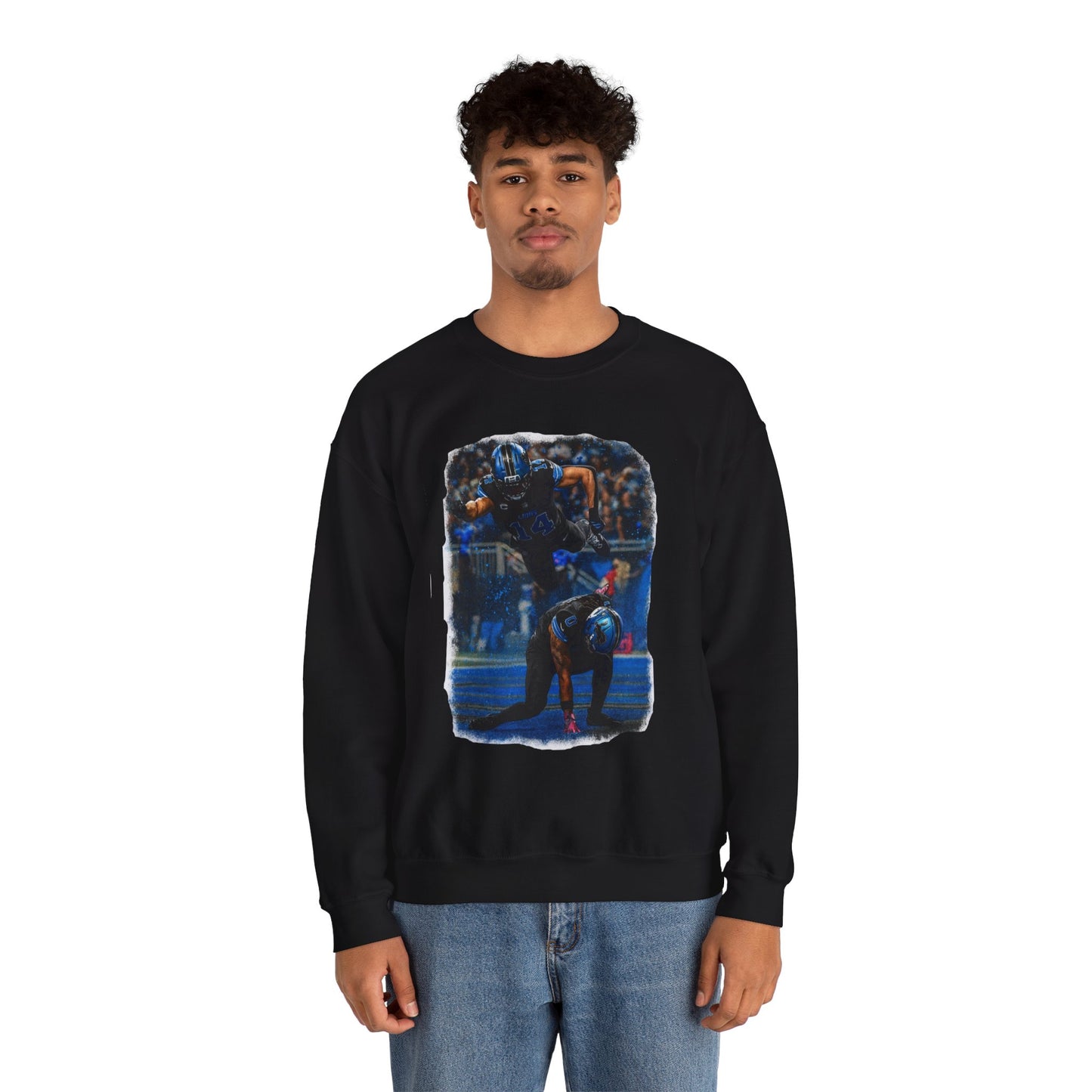 Football Tackle Crewneck Sweatshirt — Vintage Game Action Graphic