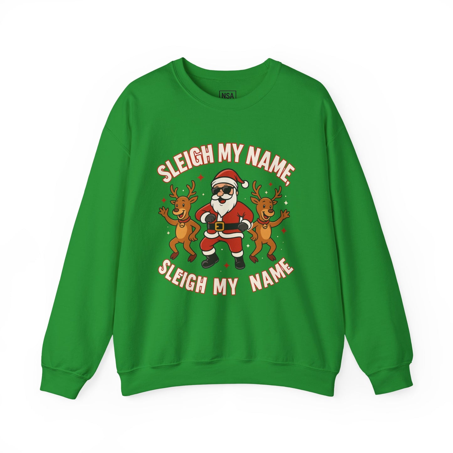 Santa Sleigh My Name Sweatshirt, Unisex Holiday Crewneck, Christmas Gift, Funny Sweatshirt, Cozy Winter Apparel