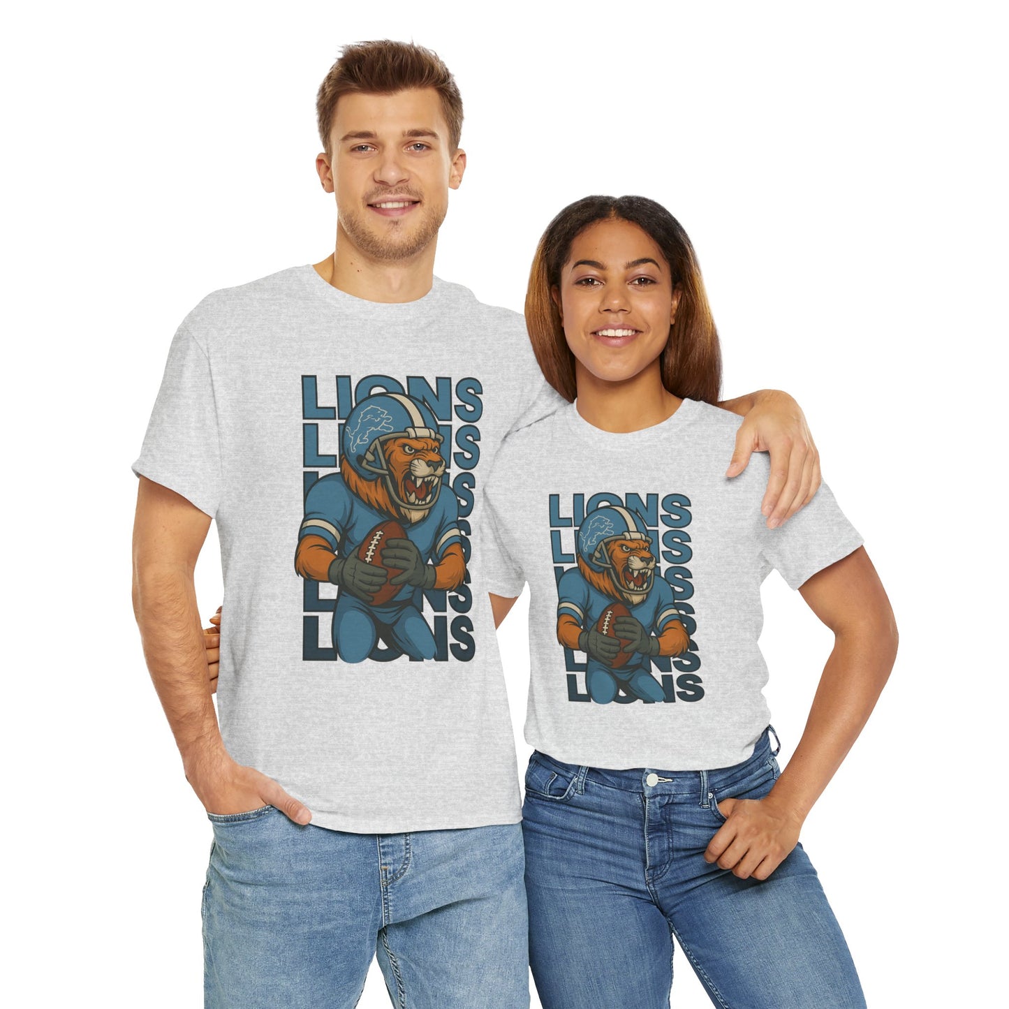 Lions Football Unisex Heavy Cotton Tee - Bold Graphic Tee for Fans