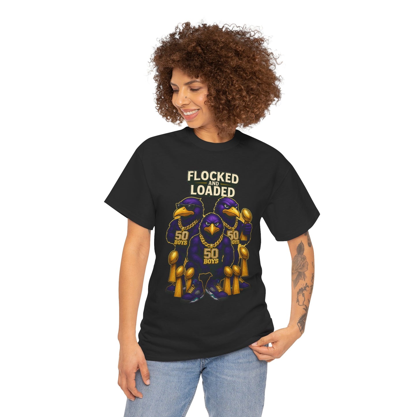 Detroit Ravens Flocked and Loaded Unisex Heavy Cotton Tee
