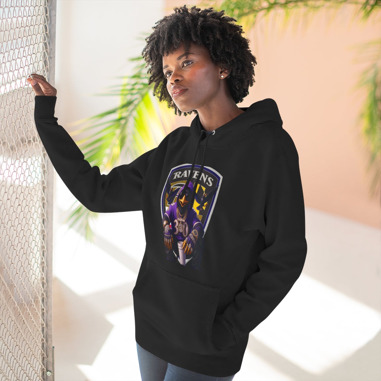 Ravens Three-Panel Fleece Hoodie