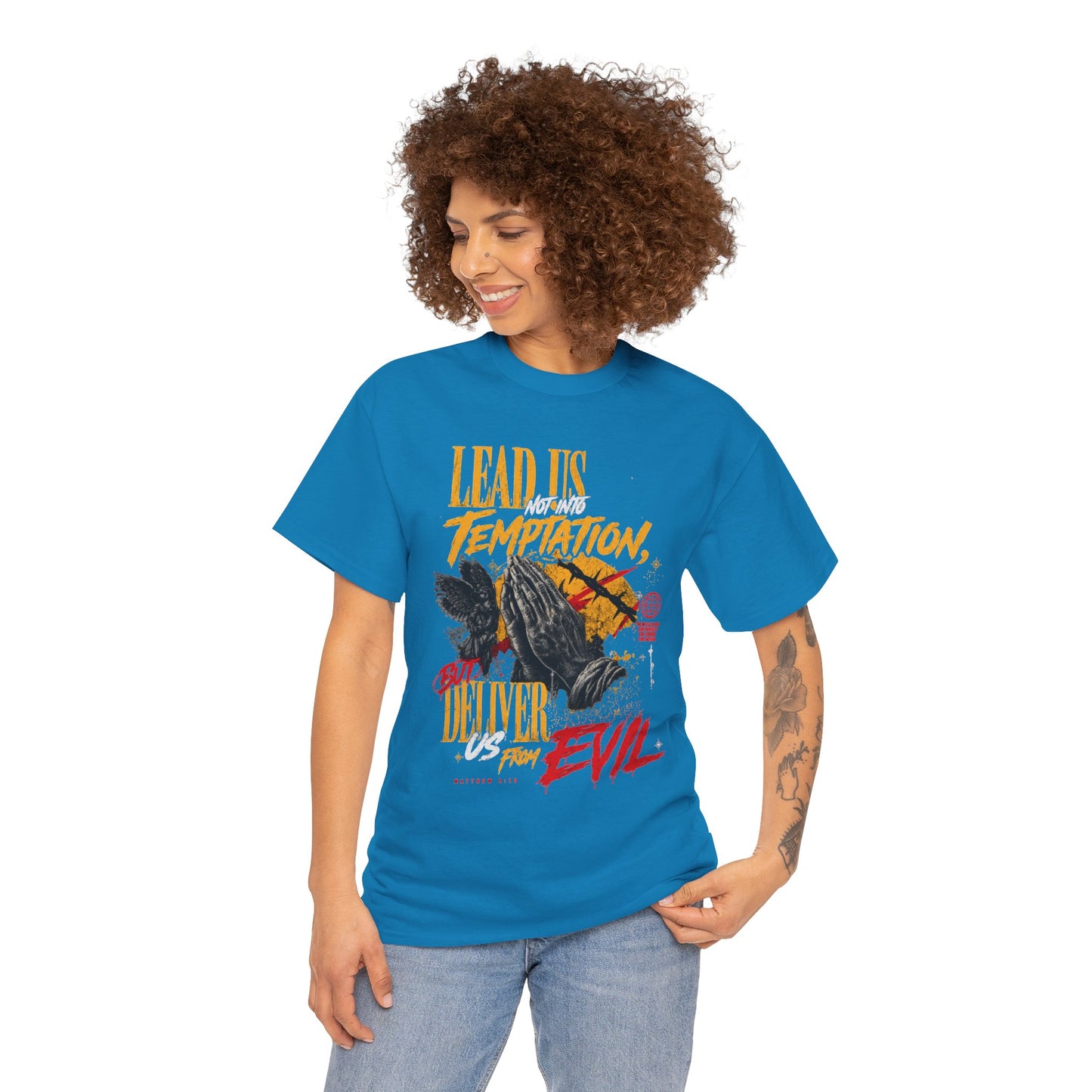 "Lead Us Not Into Temptation, Deliver Us From Evil" Graphic T-Shirt