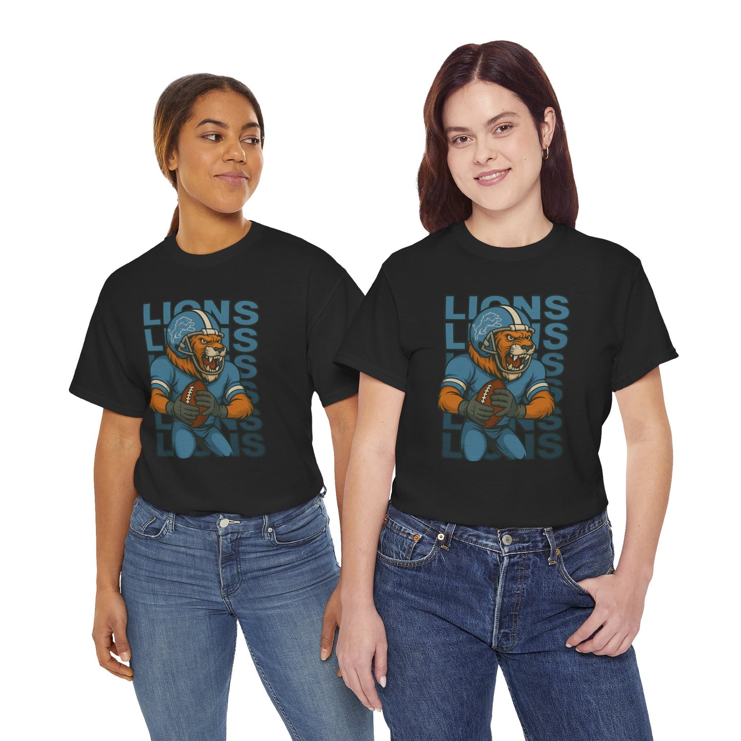 Lions Football Unisex Heavy Cotton Tee - Bold Graphic Tee for Fans