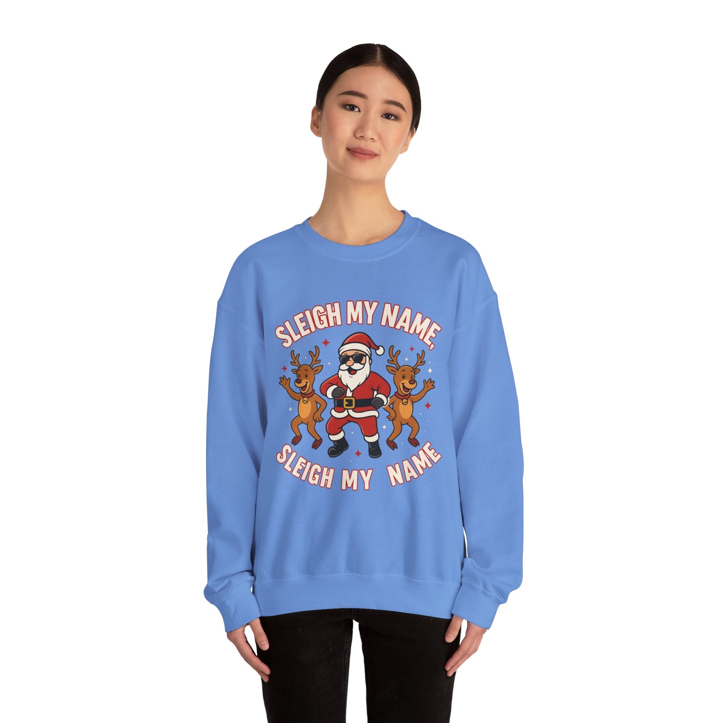 Santa Sleigh My Name Sweatshirt, Unisex Holiday Crewneck, Christmas Gift, Funny Sweatshirt, Cozy Winter Apparel