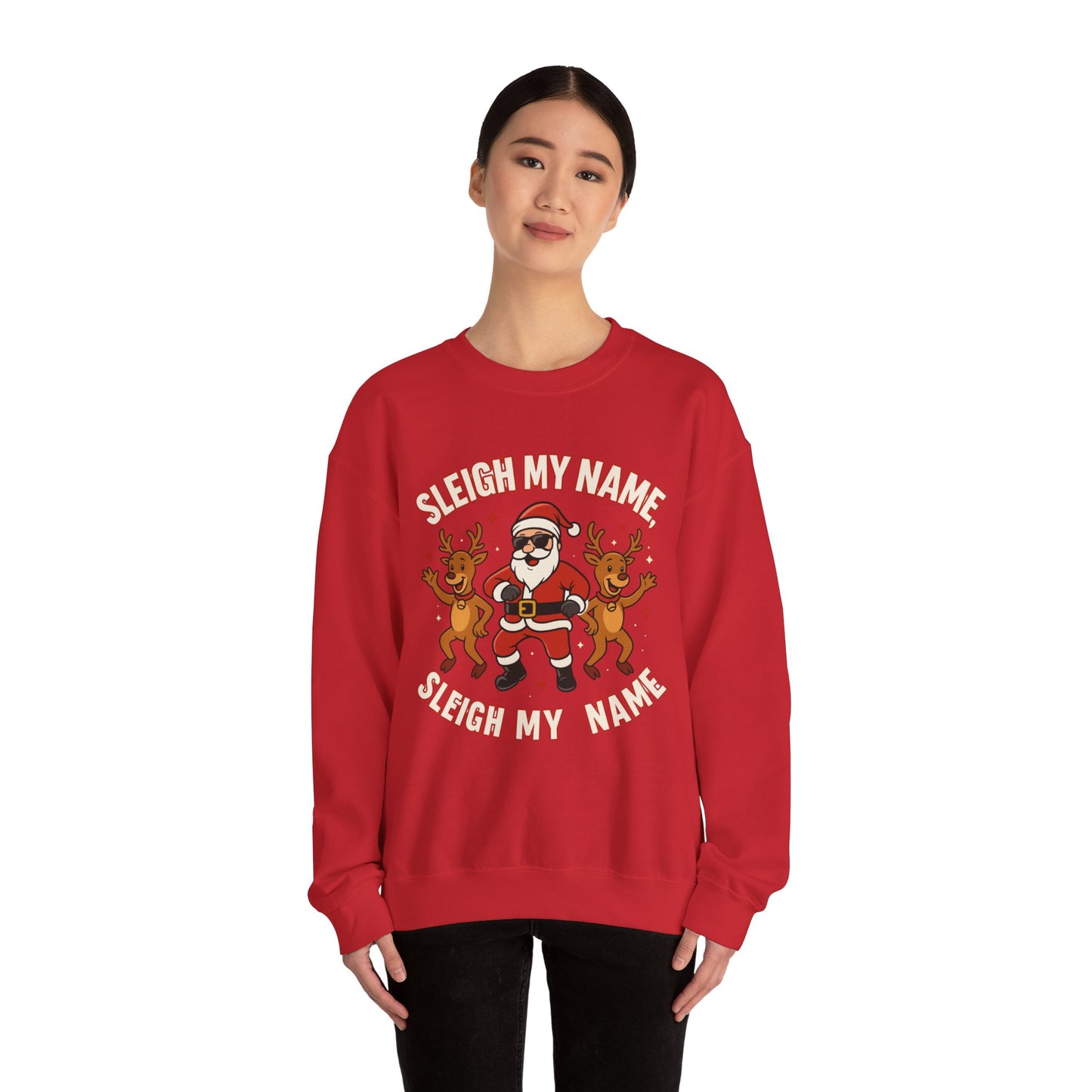 Santa Sleigh My Name Sweatshirt, Unisex Holiday Crewneck, Christmas Gift, Funny Sweatshirt, Cozy Winter Apparel