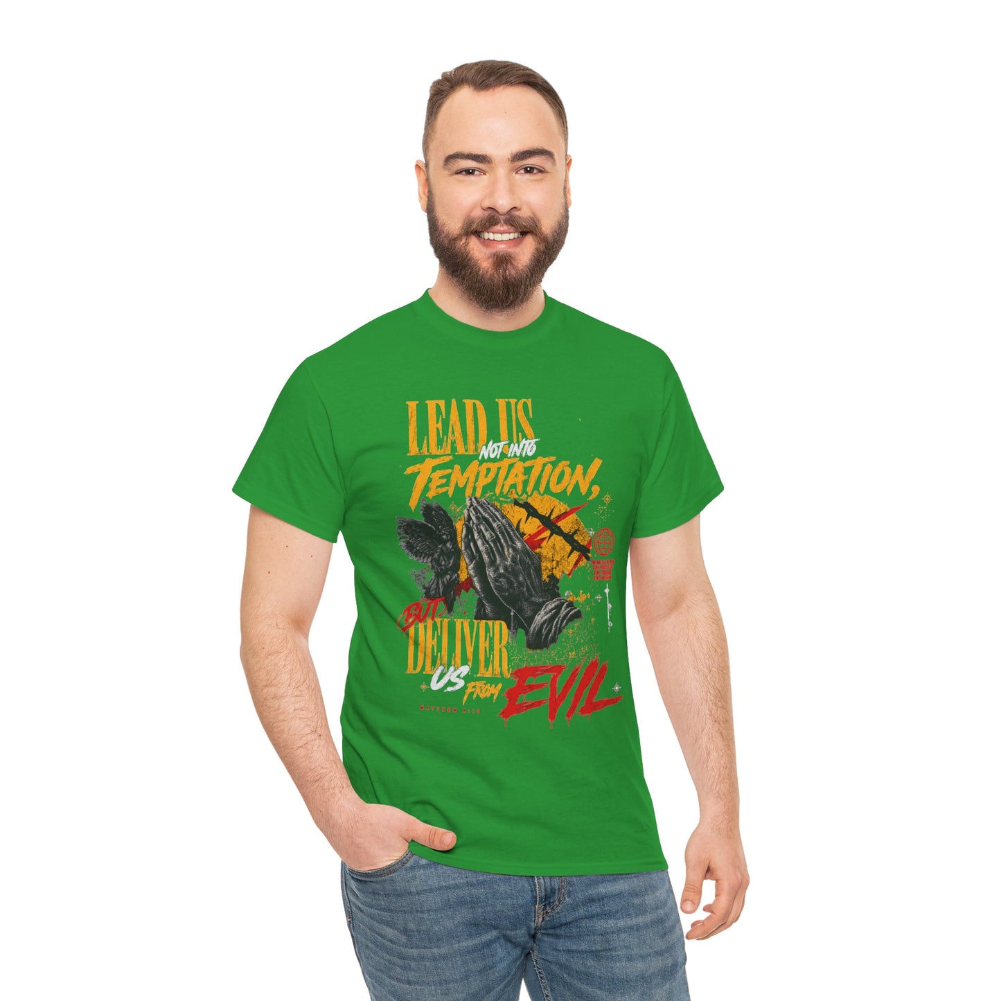 "Lead Us Not Into Temptation, Deliver Us From Evil" Graphic T-Shirt