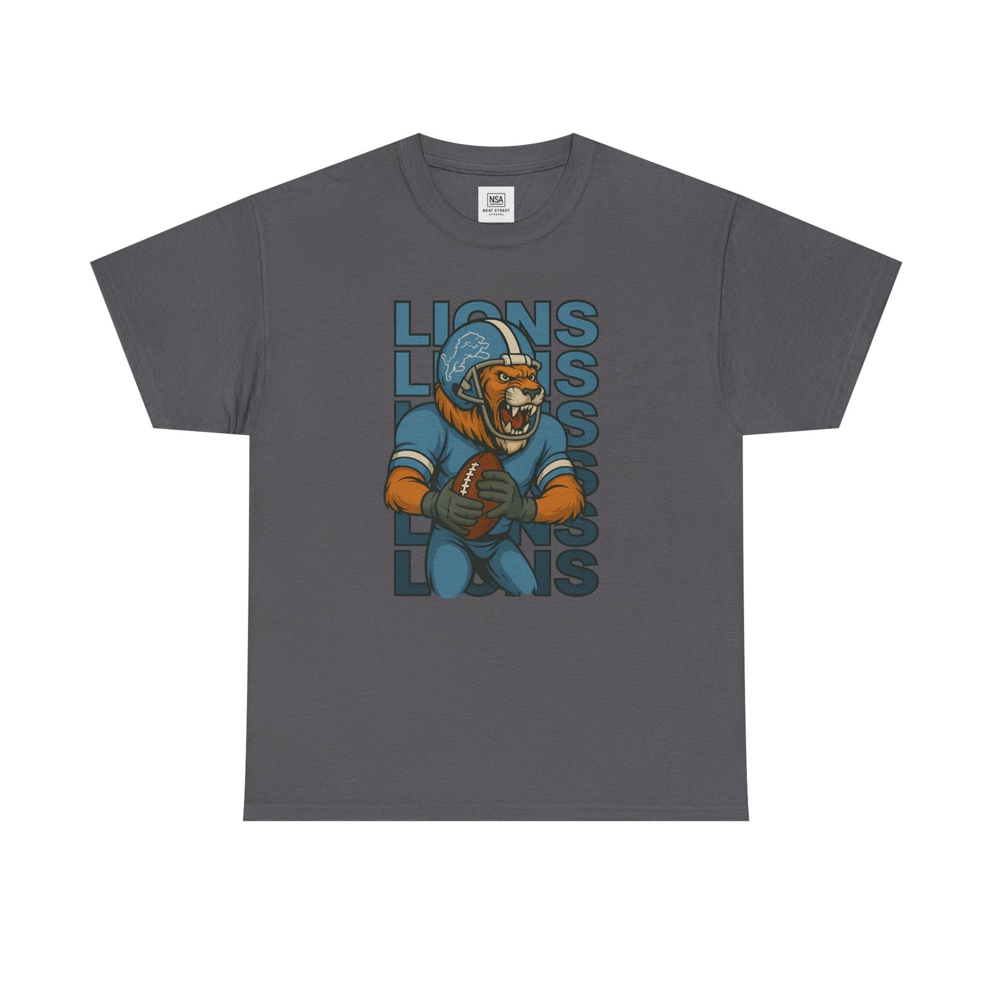 Lions Football Unisex Heavy Cotton Tee - Bold Graphic Tee for Fans