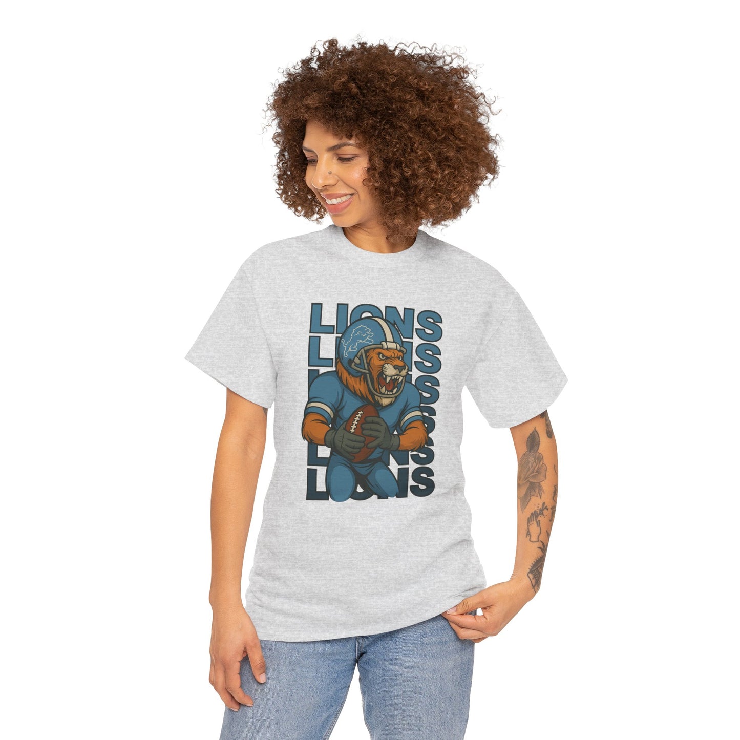 Lions Football Unisex Heavy Cotton Tee - Bold Graphic Tee for Fans