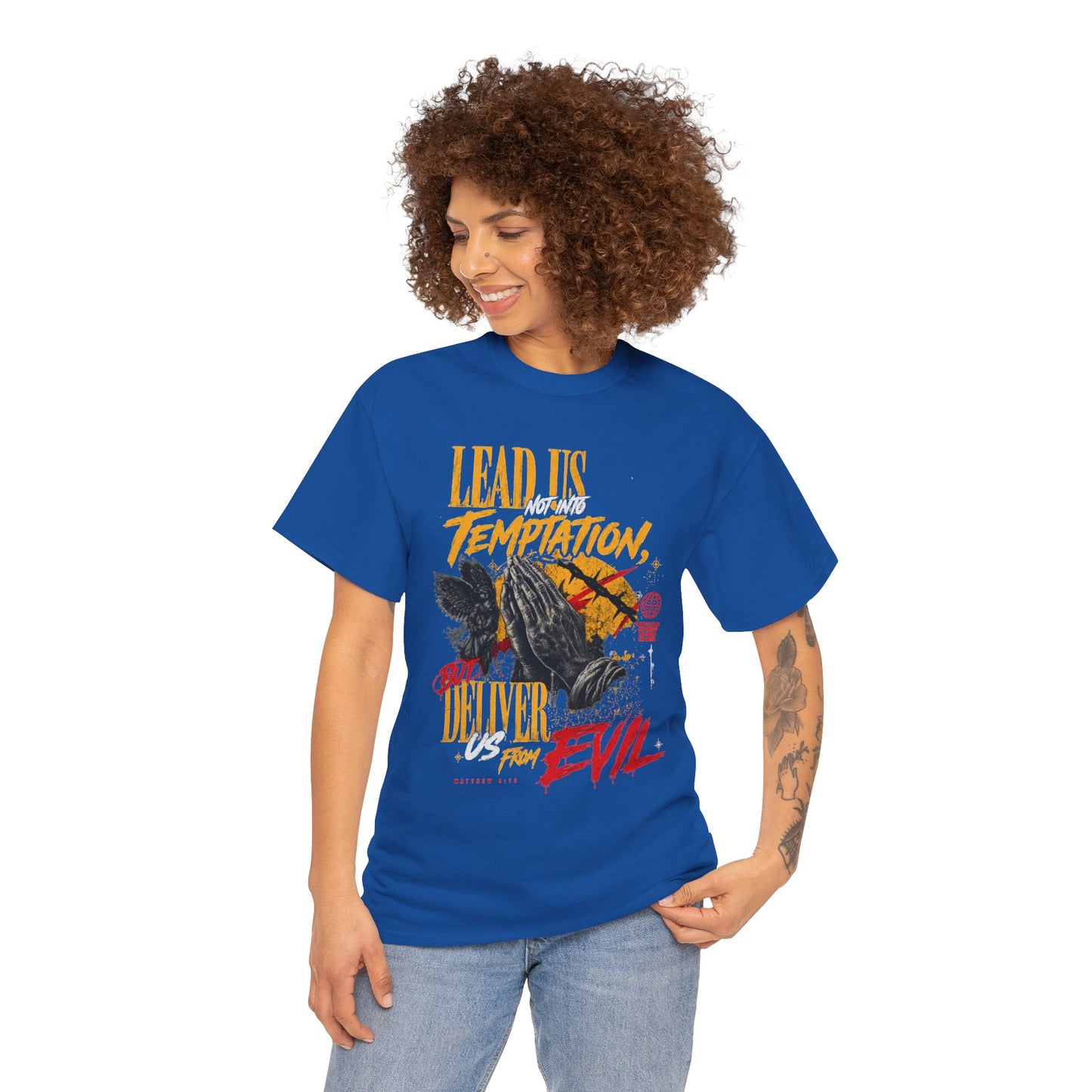 "Lead Us Not Into Temptation, Deliver Us From Evil" Graphic T-Shirt