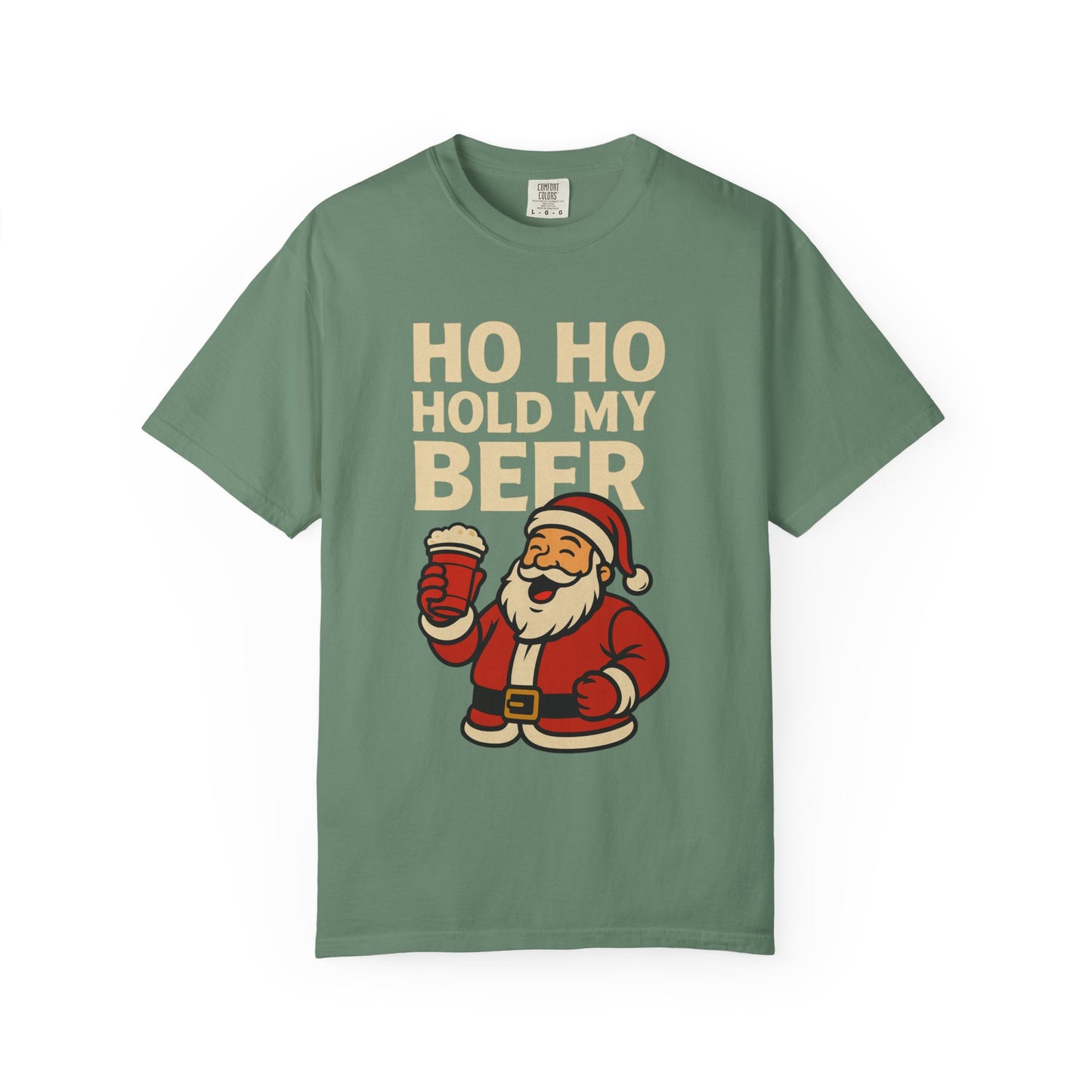 Funny Holiday T-Shirt with Santa: Ho Ho Hold my Beer