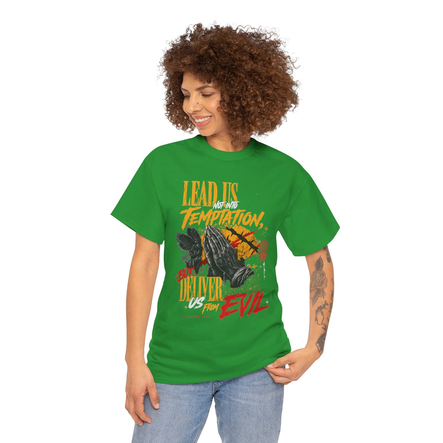"Lead Us Not Into Temptation, Deliver Us From Evil" Graphic T-Shirt