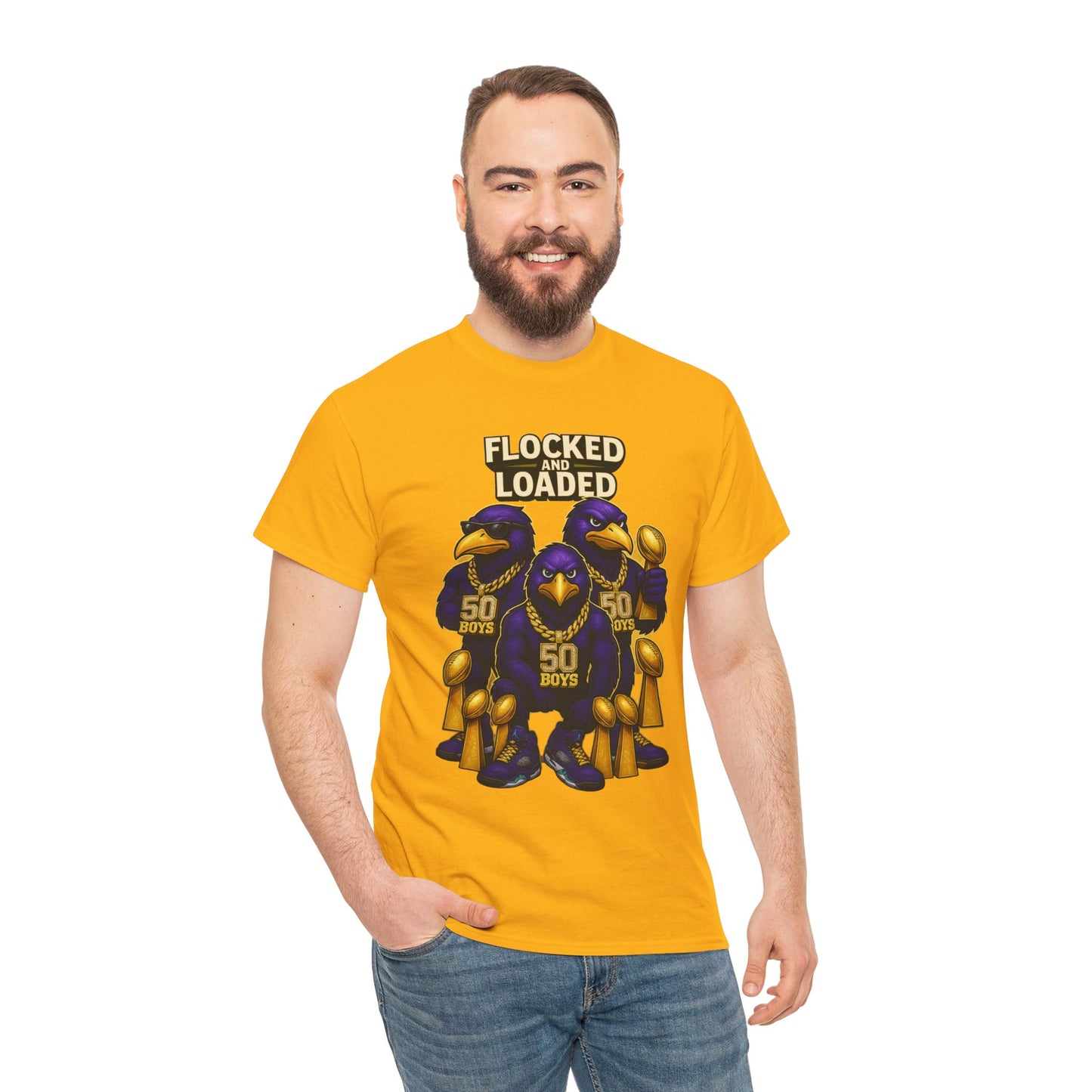 Detroit Ravens Flocked and Loaded Unisex Heavy Cotton Tee