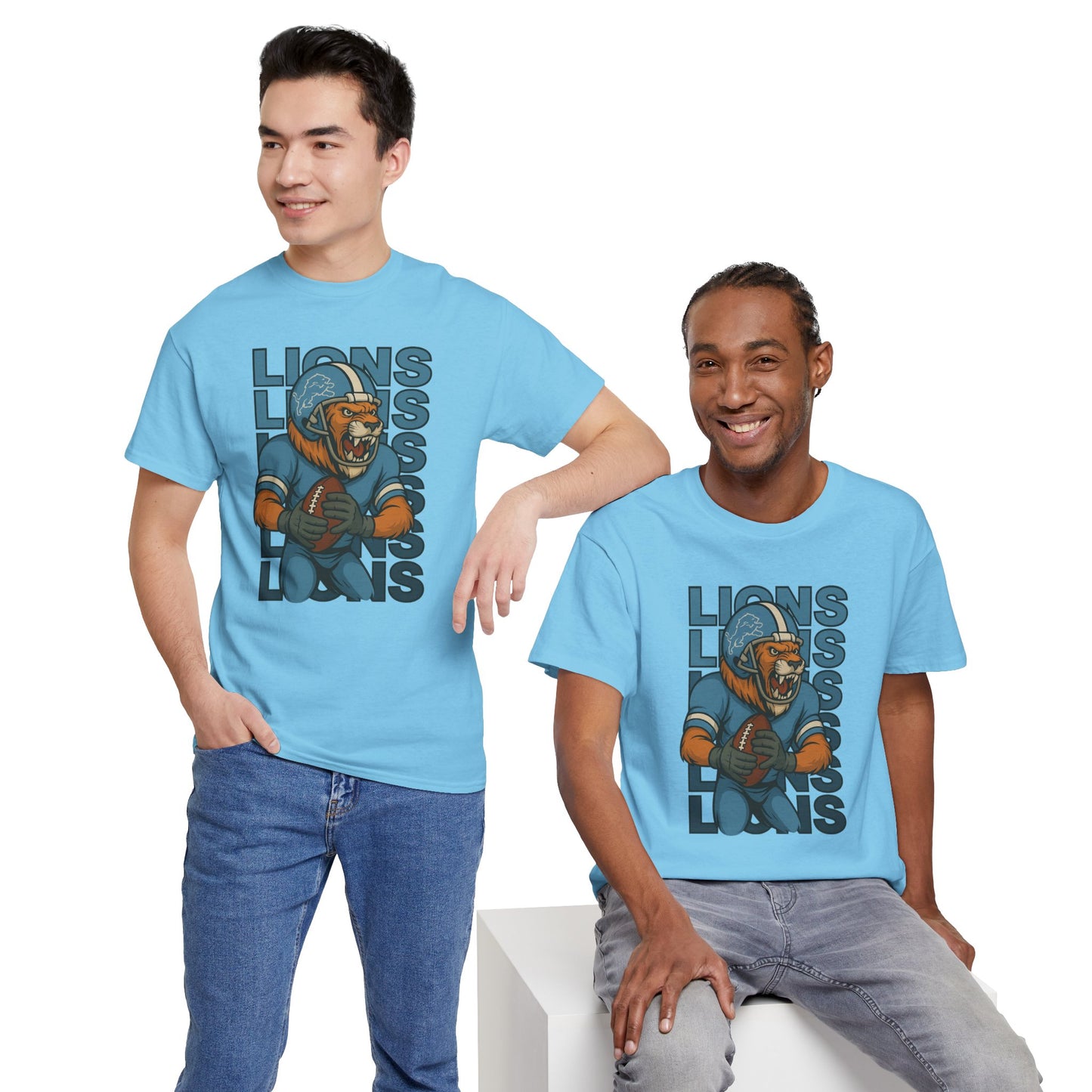 Lions Football Unisex Heavy Cotton Tee - Bold Graphic Tee for Fans