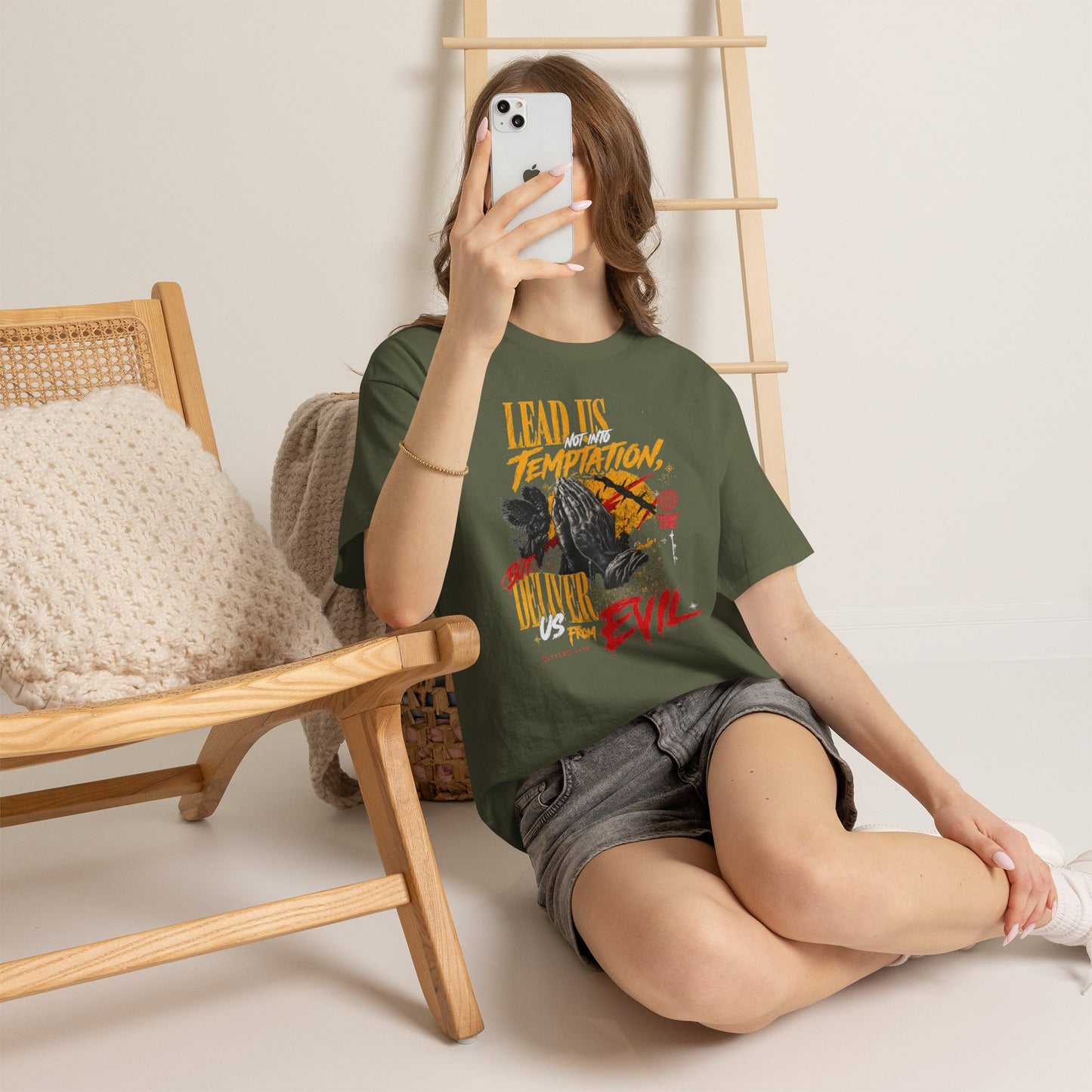 "Lead Us Not Into Temptation, Deliver Us From Evil" Graphic T-Shirt