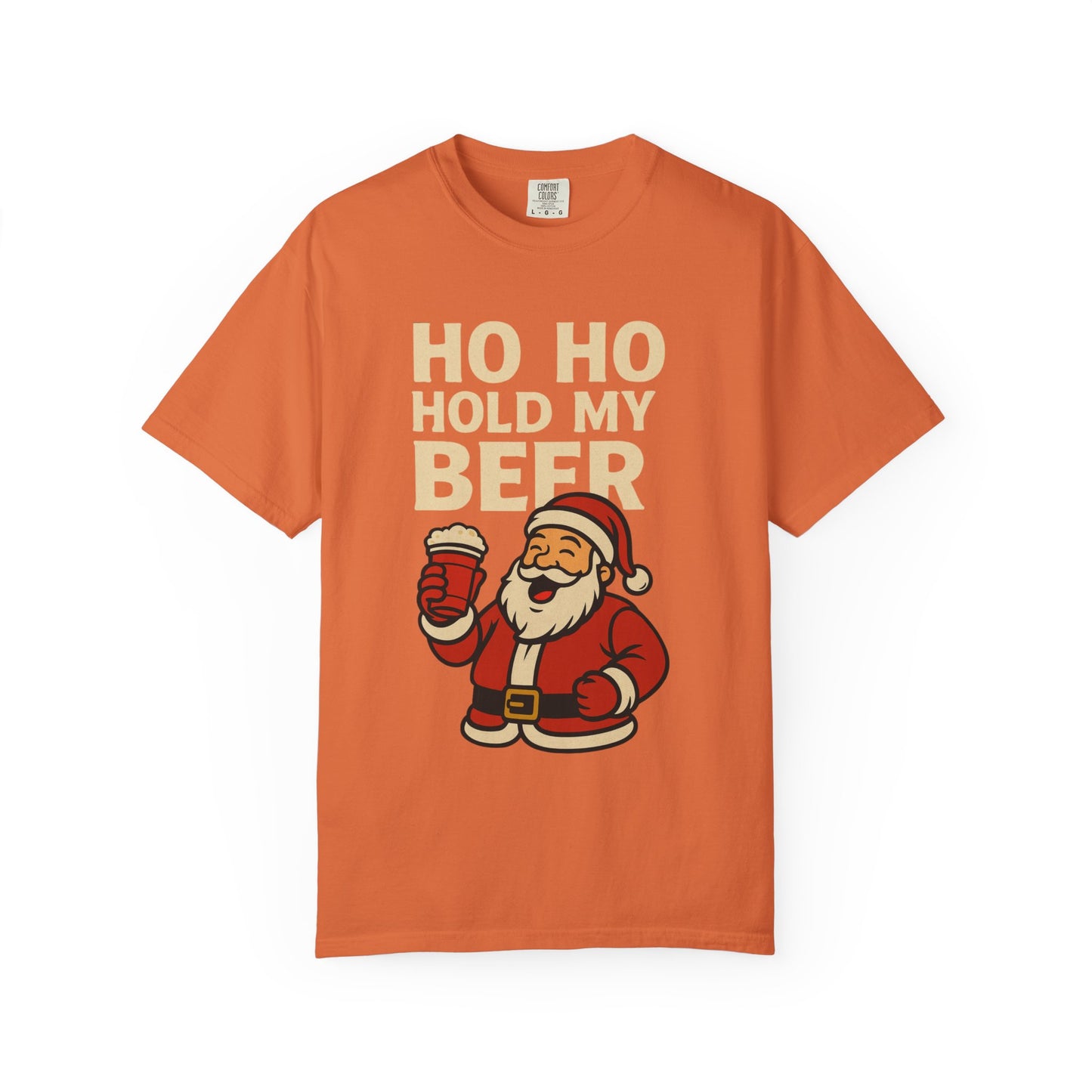 Funny Holiday T-Shirt with Santa: Ho Ho Hold my Beer