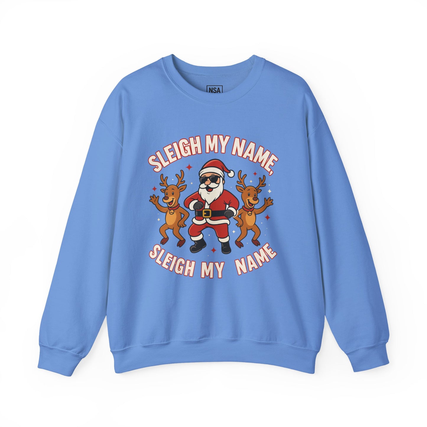 Santa Sleigh My Name Sweatshirt, Unisex Holiday Crewneck, Christmas Gift, Funny Sweatshirt, Cozy Winter Apparel