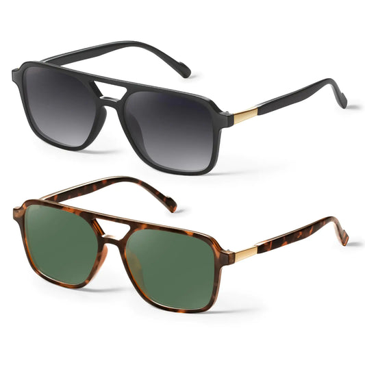 GRFISIA Retro Aviator Sunglasses for Women Men Square Frame Rectangle Trendy Sun Glasses